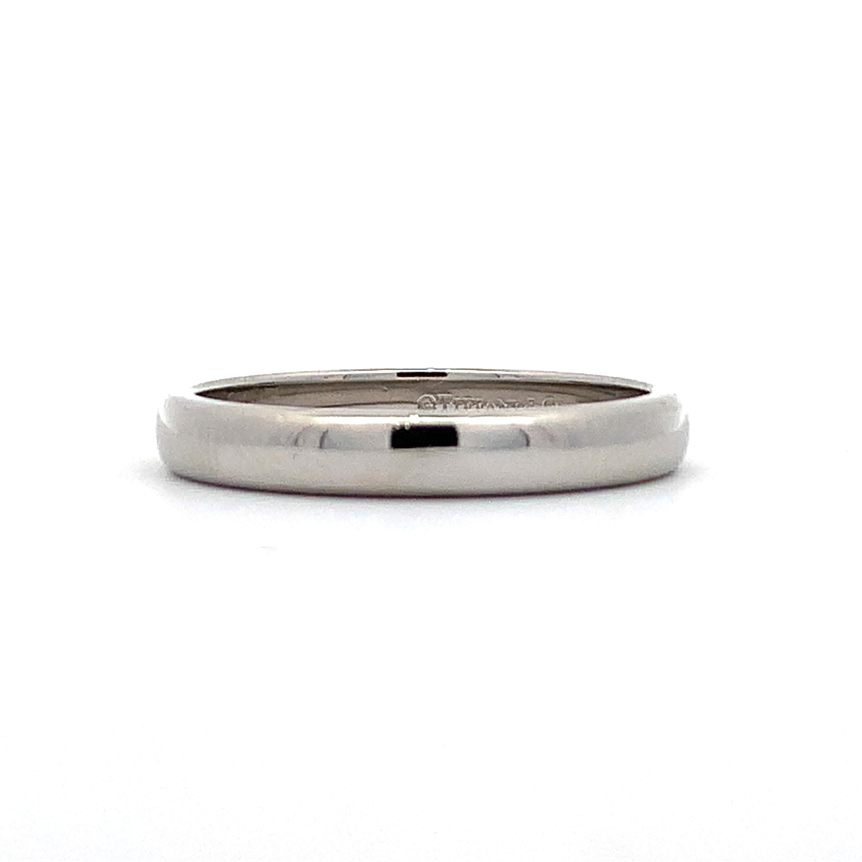 Tiffany & Co. PT950 Platinum Classic Plain Forever Wedding Band 3MM Ring Size 6