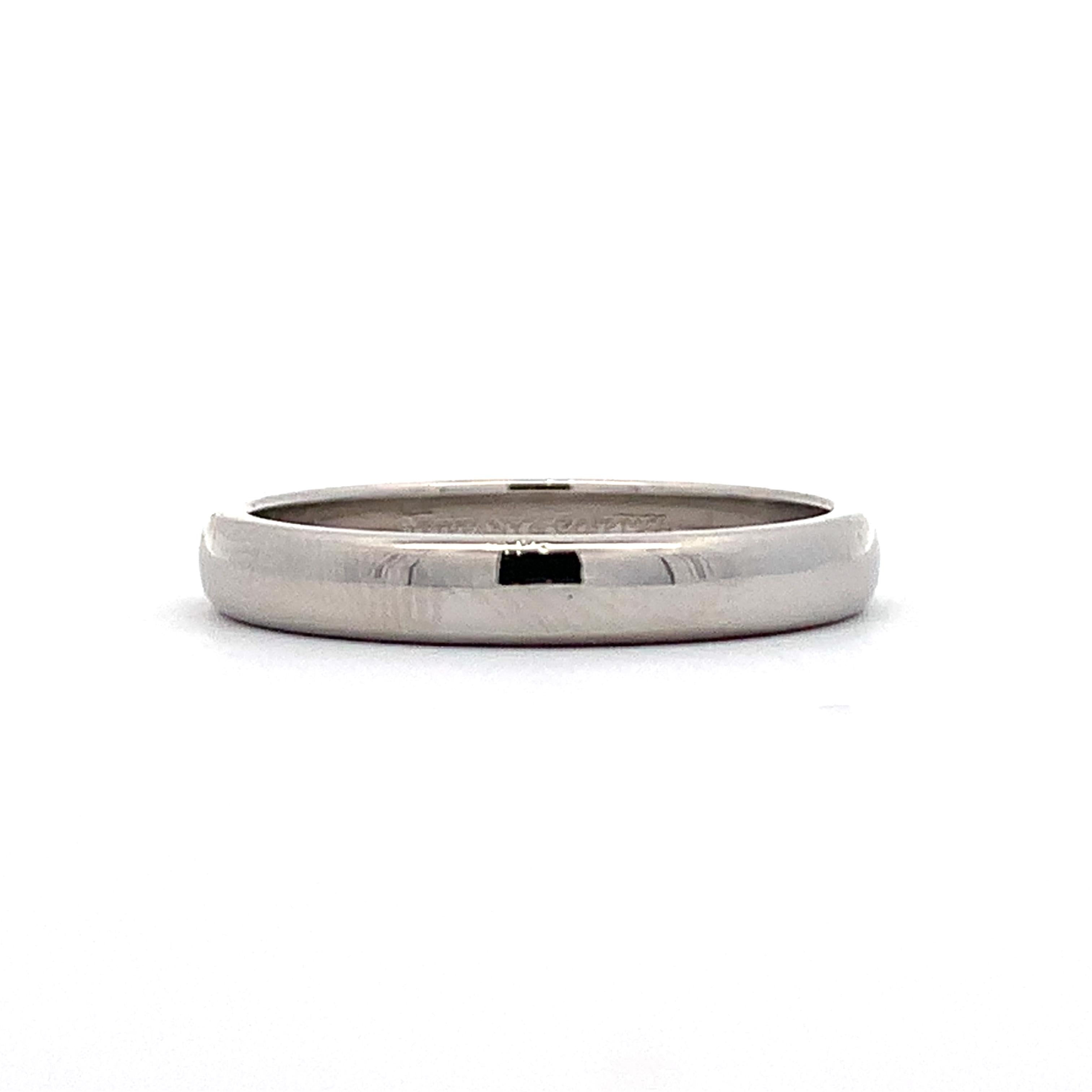 Tiffany & Co. PT950 Platinum Classic Plain Forever Wedding Band 3MM Ring Size 6