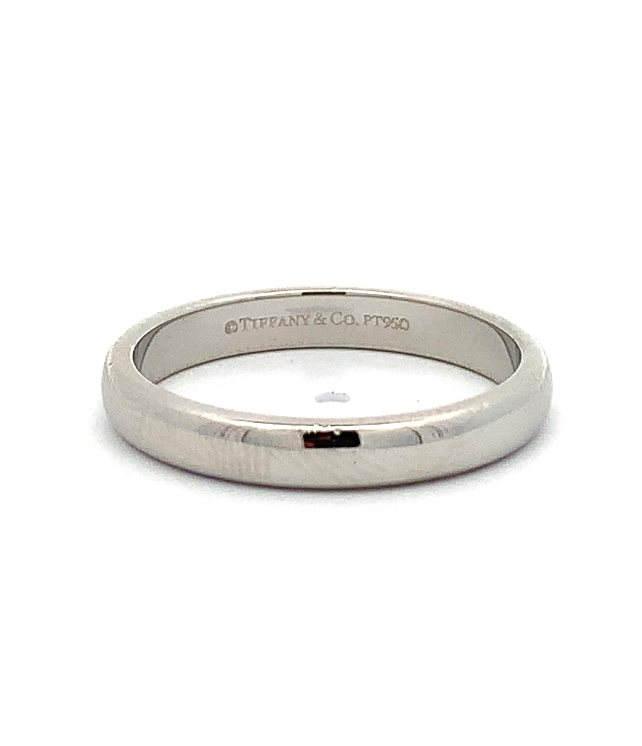 Tiffany & Co. PT950 Platinum Classic Plain Forever Wedding Band 3MM Ring Size 6