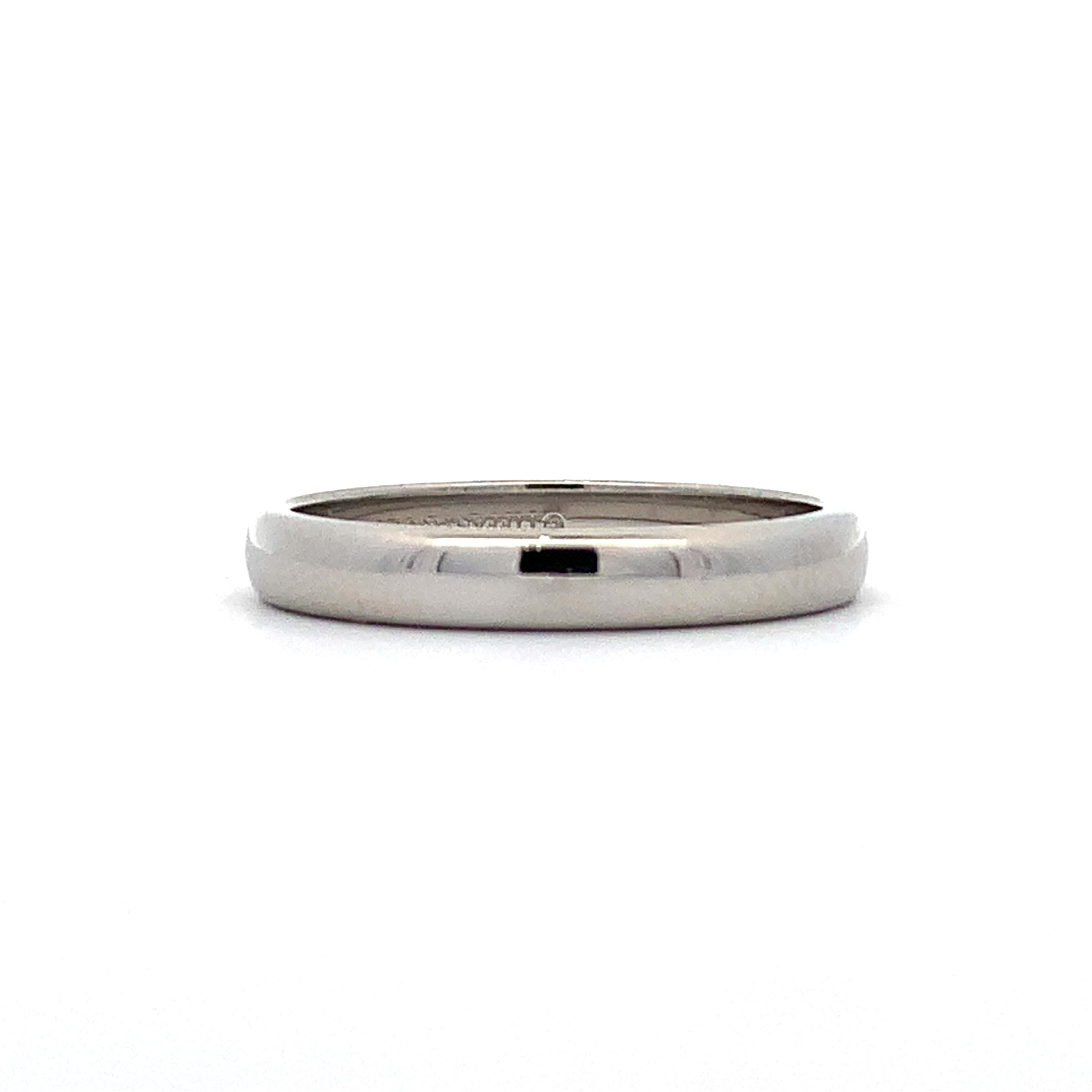 Tiffany & Co. PT950 Platinum Classic Plain Forever Wedding Band 3MM Ring Size 6