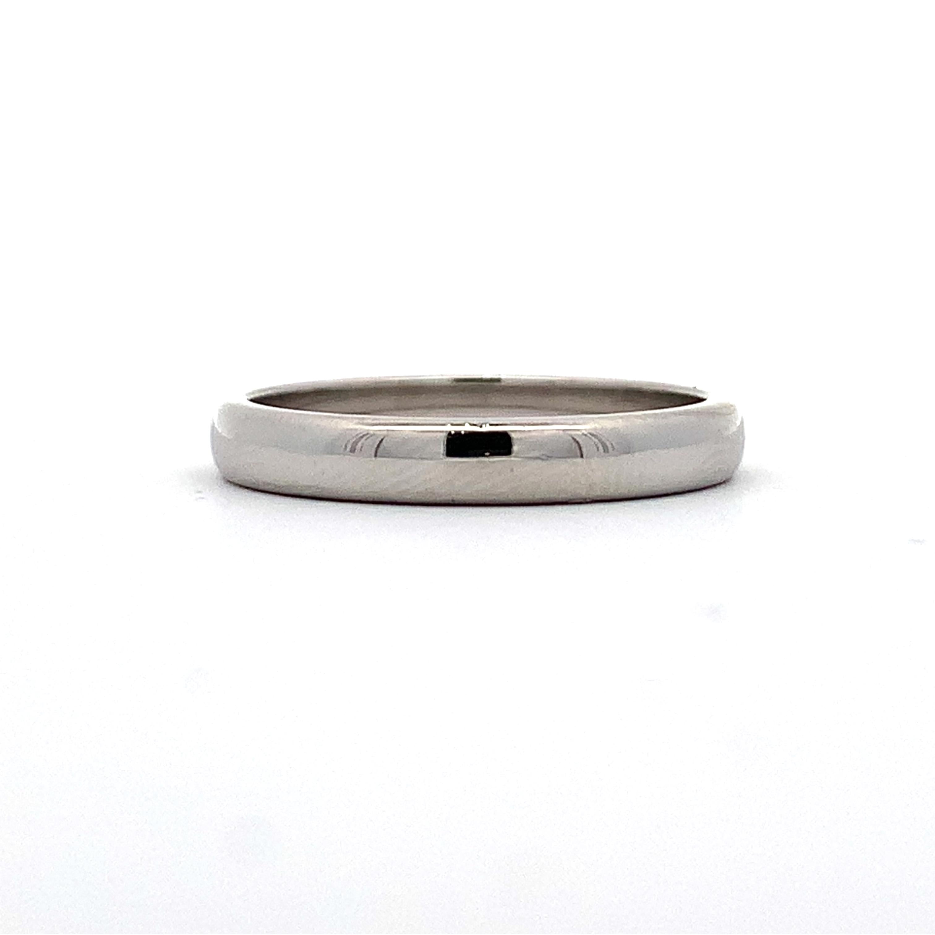 Tiffany & Co. PT950 Platinum Classic Plain Forever Wedding Band 3MM Ring Size 6