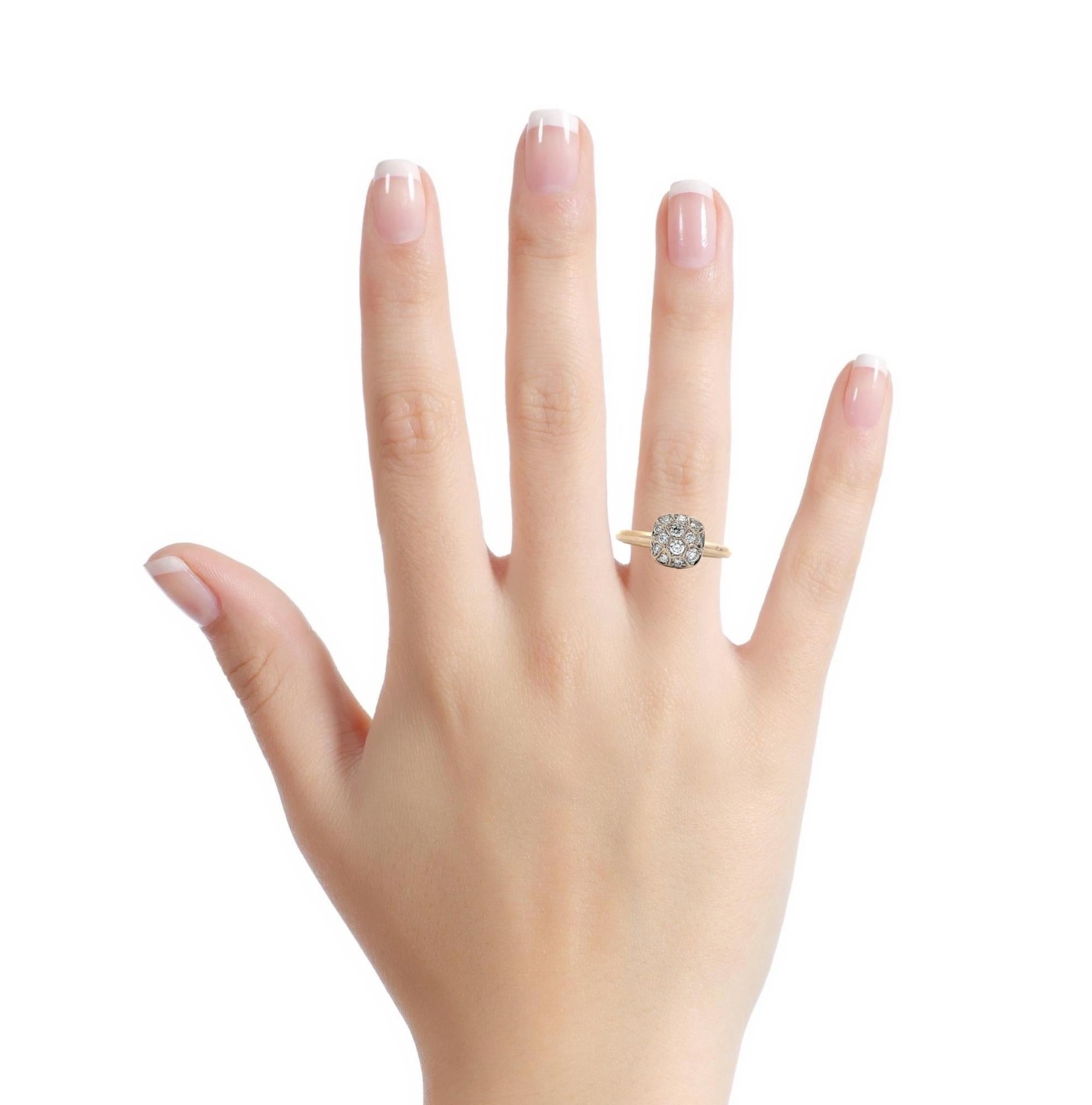 Pomellato 18K Yellow Gold Nudo Classic Cluster Diamond Solitaire Ring Size 5