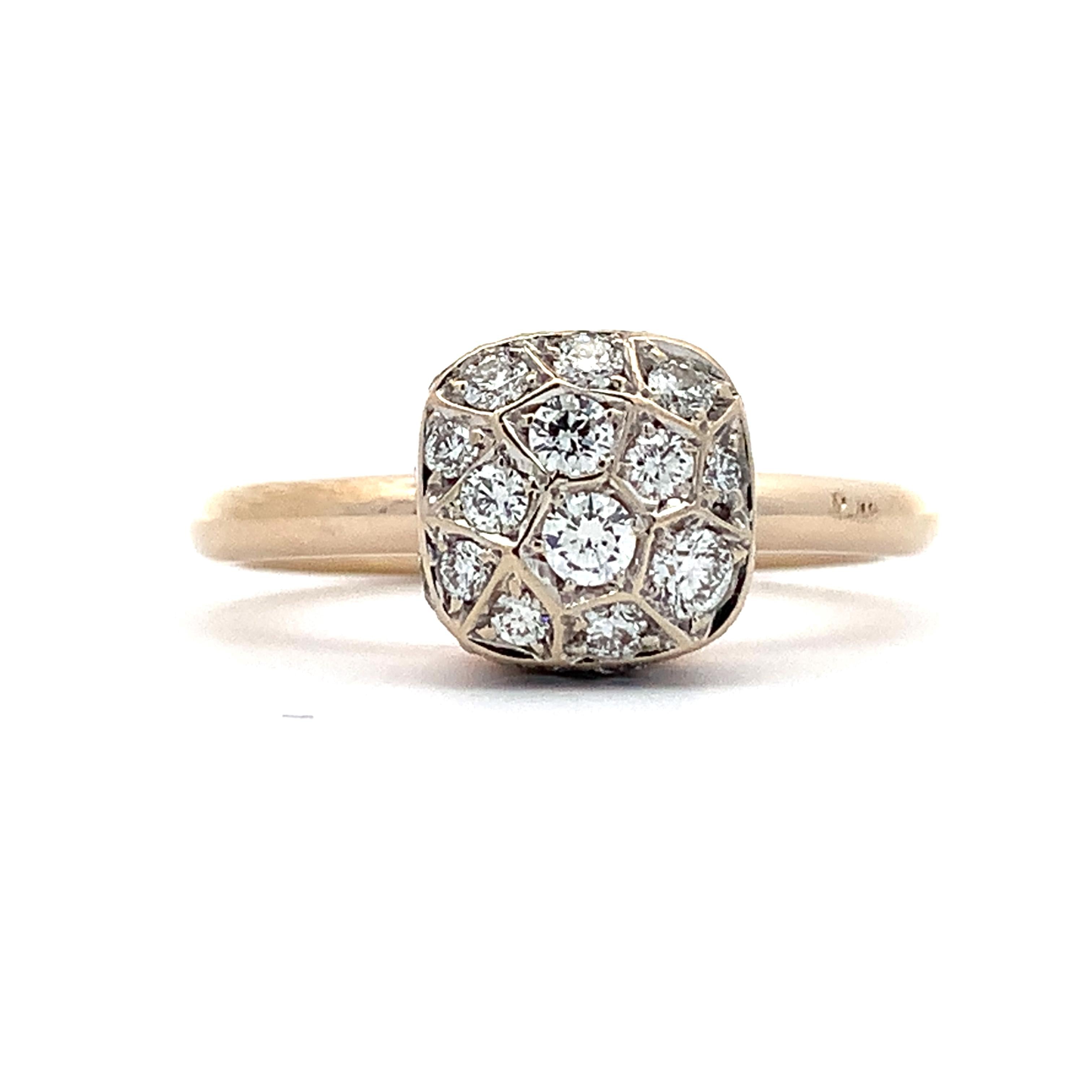 Pomellato 18K Yellow Gold Nudo Classic Cluster Diamond Solitaire Ring Size 5