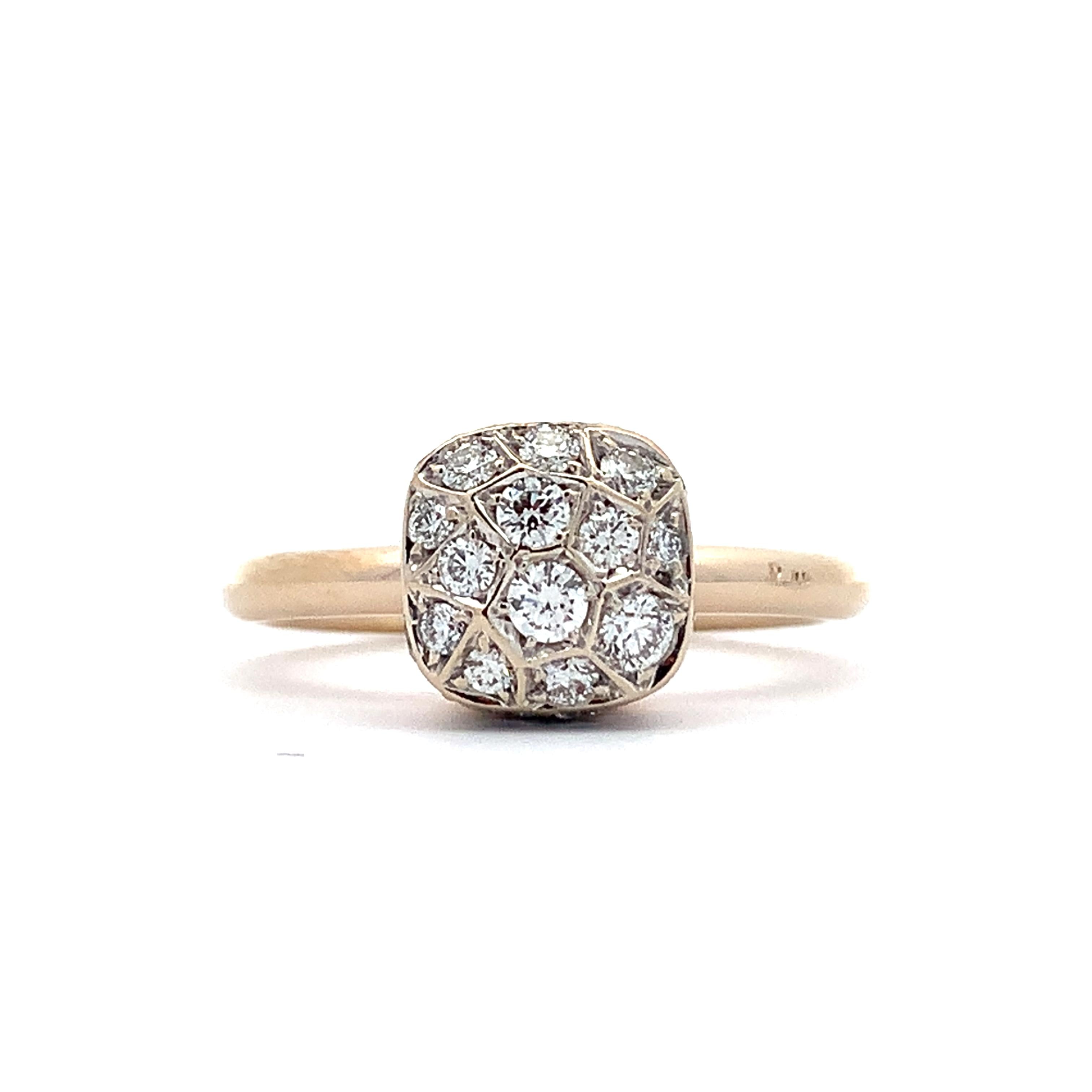 Pomellato 18K Yellow Gold Nudo Classic Cluster Diamond Solitaire Ring Size 5