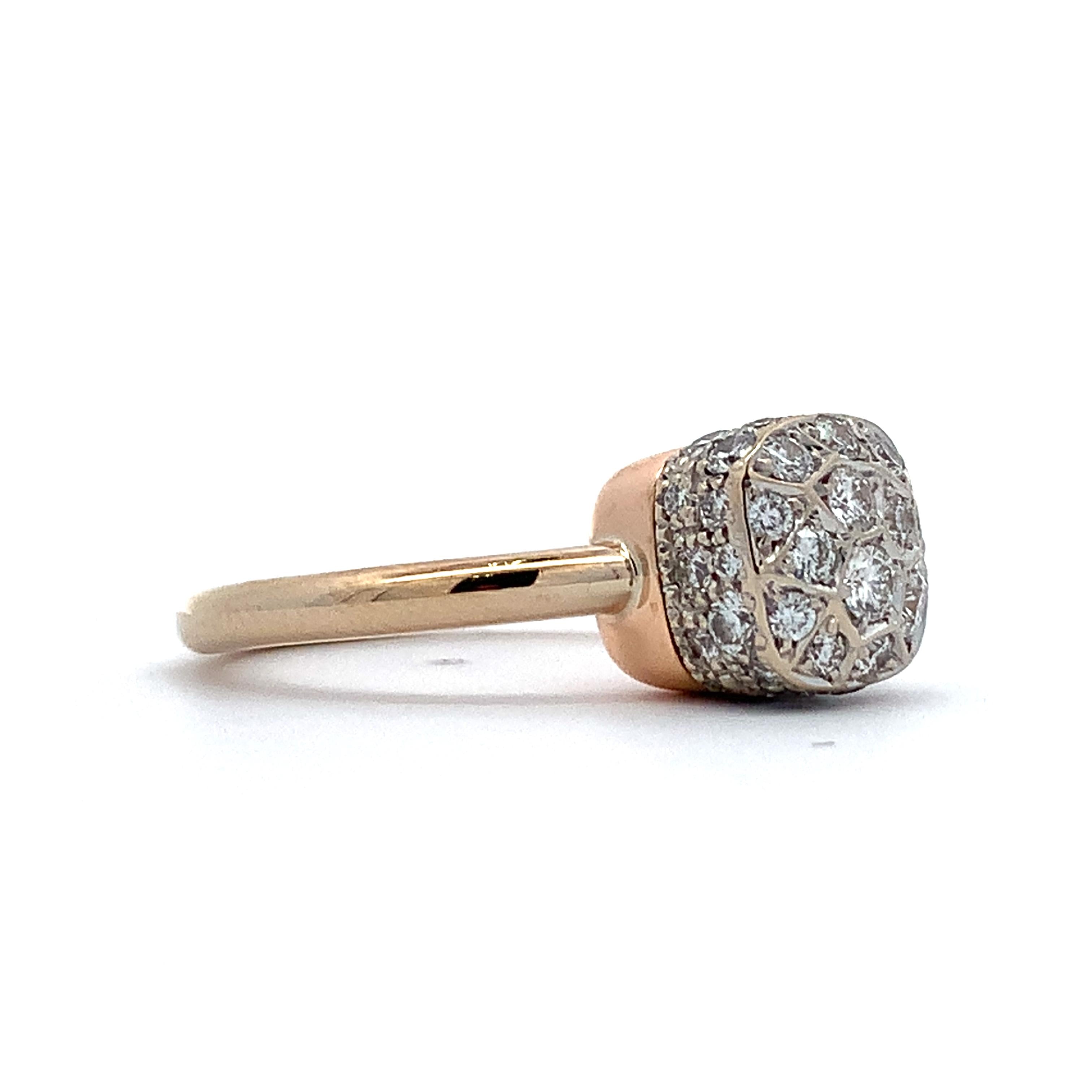 Pomellato 18K Yellow Gold Nudo Classic Cluster Diamond Solitaire Ring Size 5