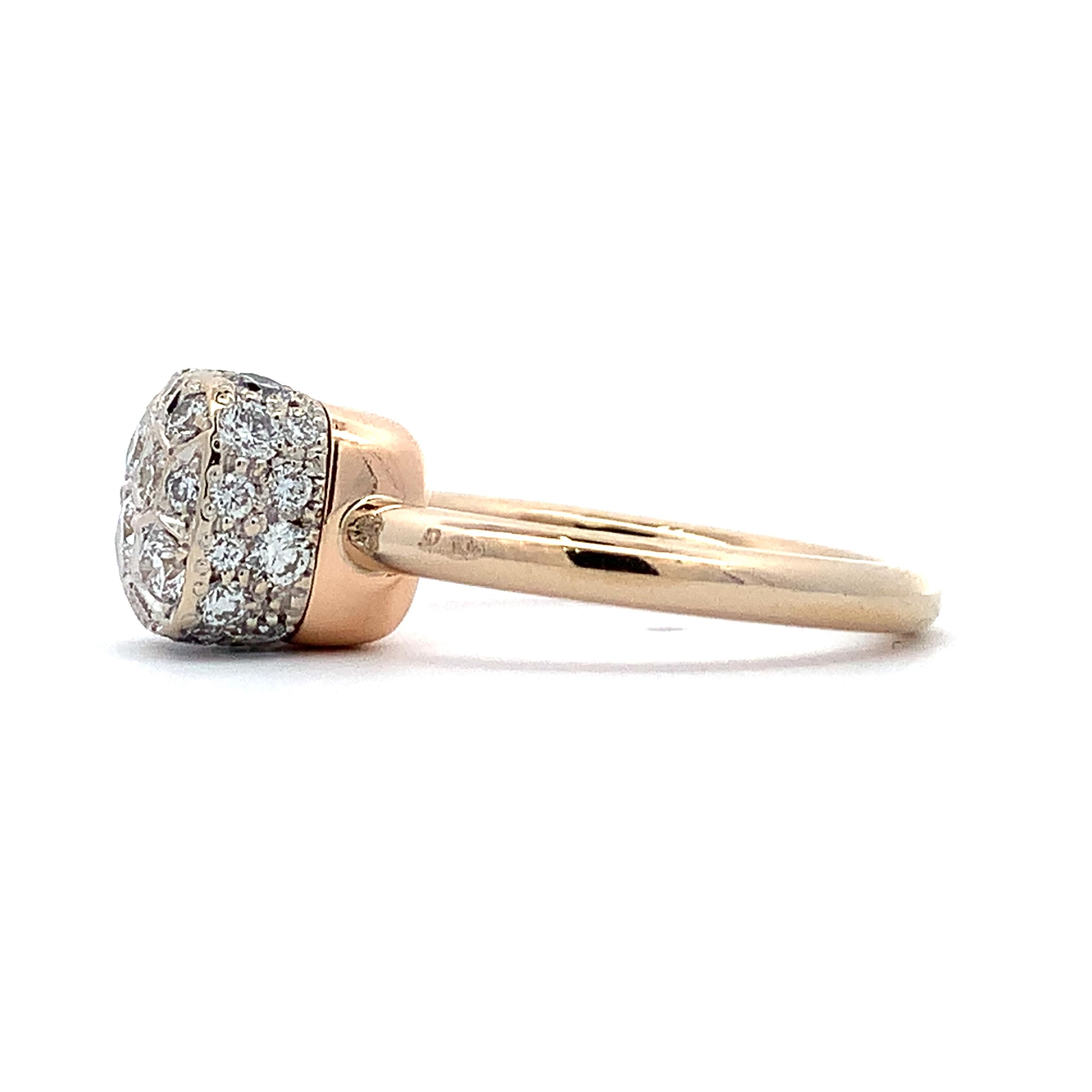 Pomellato 18K Yellow Gold Nudo Classic Cluster Diamond Solitaire Ring Size 5