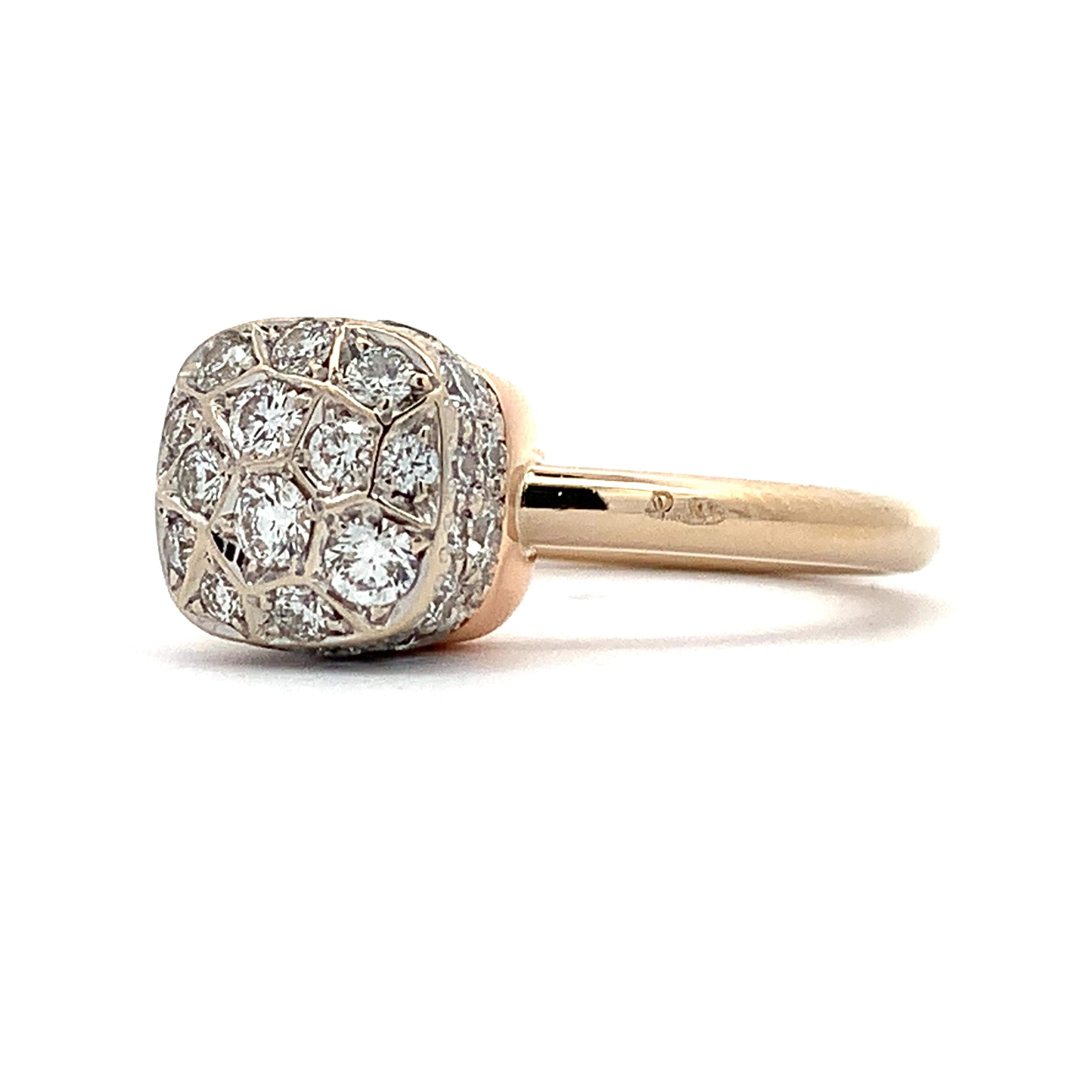 Pomellato 18K Yellow Gold Nudo Classic Cluster Diamond Solitaire Ring Size 5