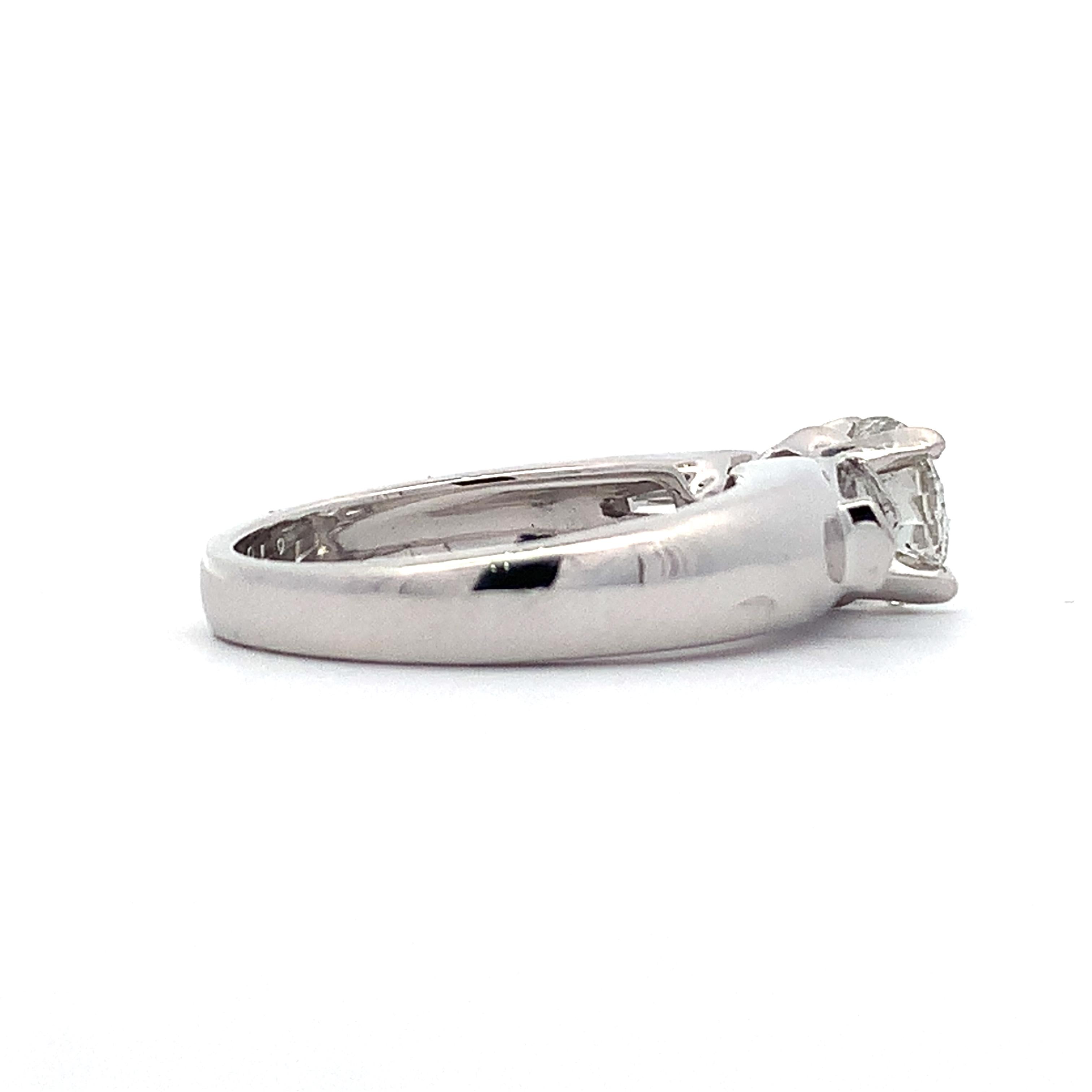 Platinum 1.15CT Round Diamond W/ Tapered Baguette Diamond 3 Stone Ring Size 6