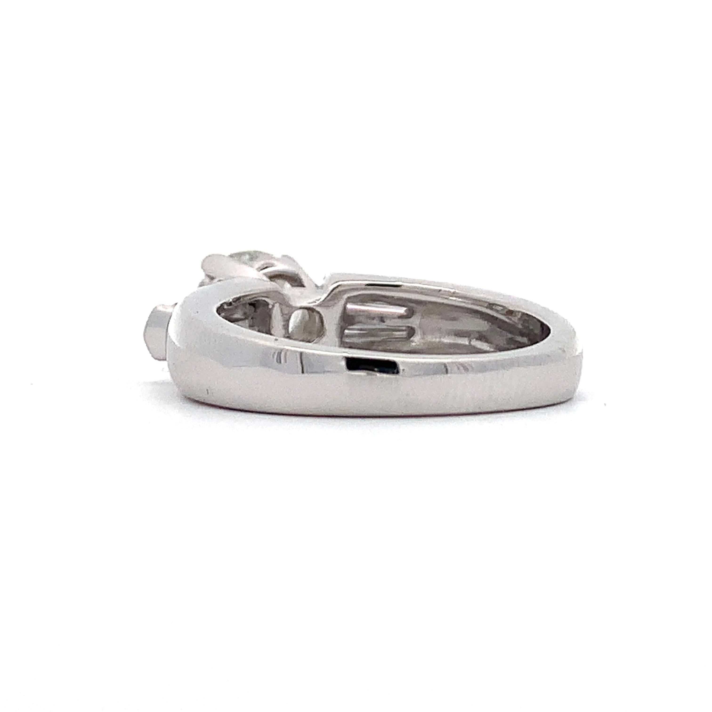 Platinum 1.15CT Round Diamond W/ Tapered Baguette Diamond 3 Stone Ring Size 6