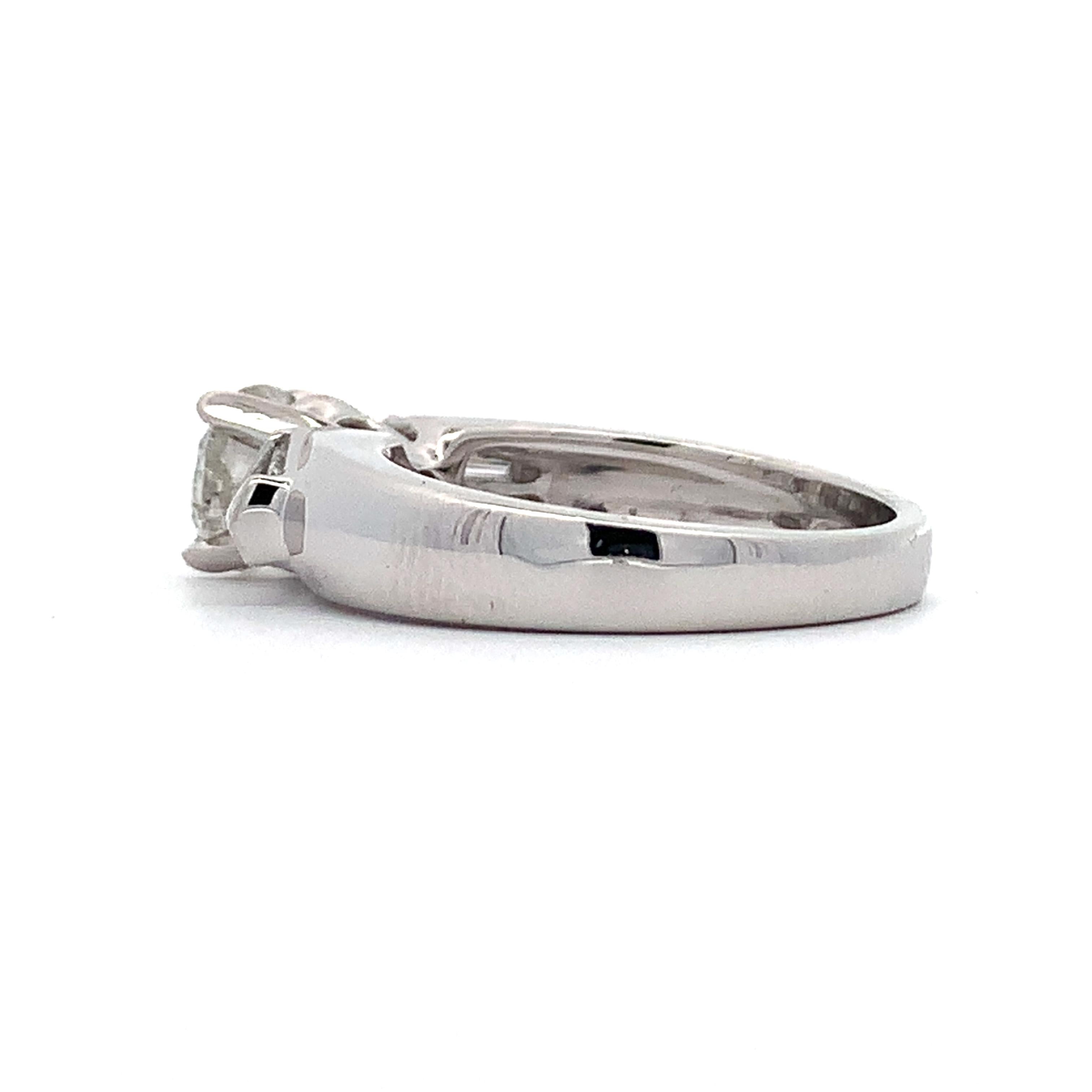 Platinum 1.15CT Round Diamond W/ Tapered Baguette Diamond 3 Stone Ring Size 6