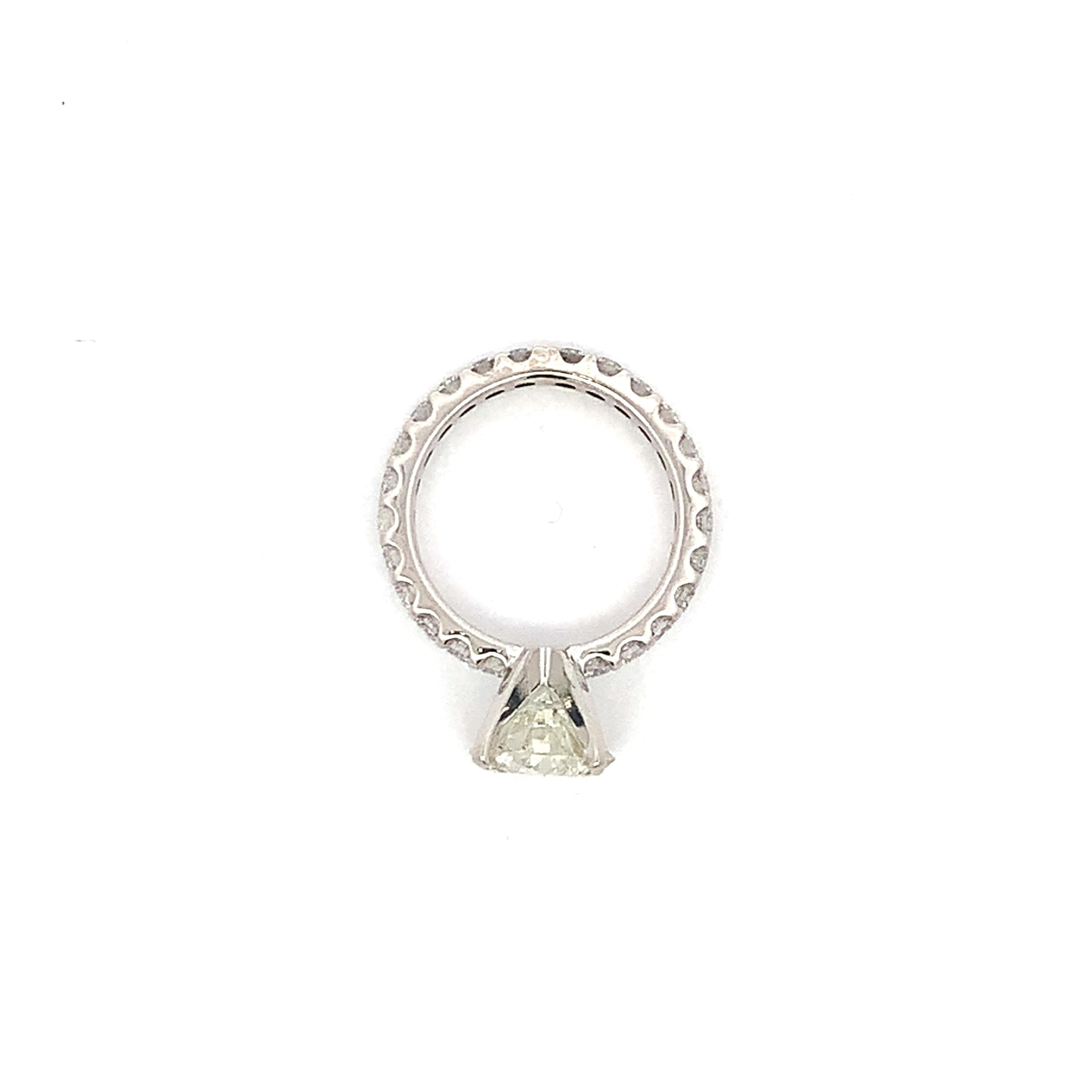 18K White Gold 3CT Round Brilliant Solitaire With Eternity Band Diamond Ring