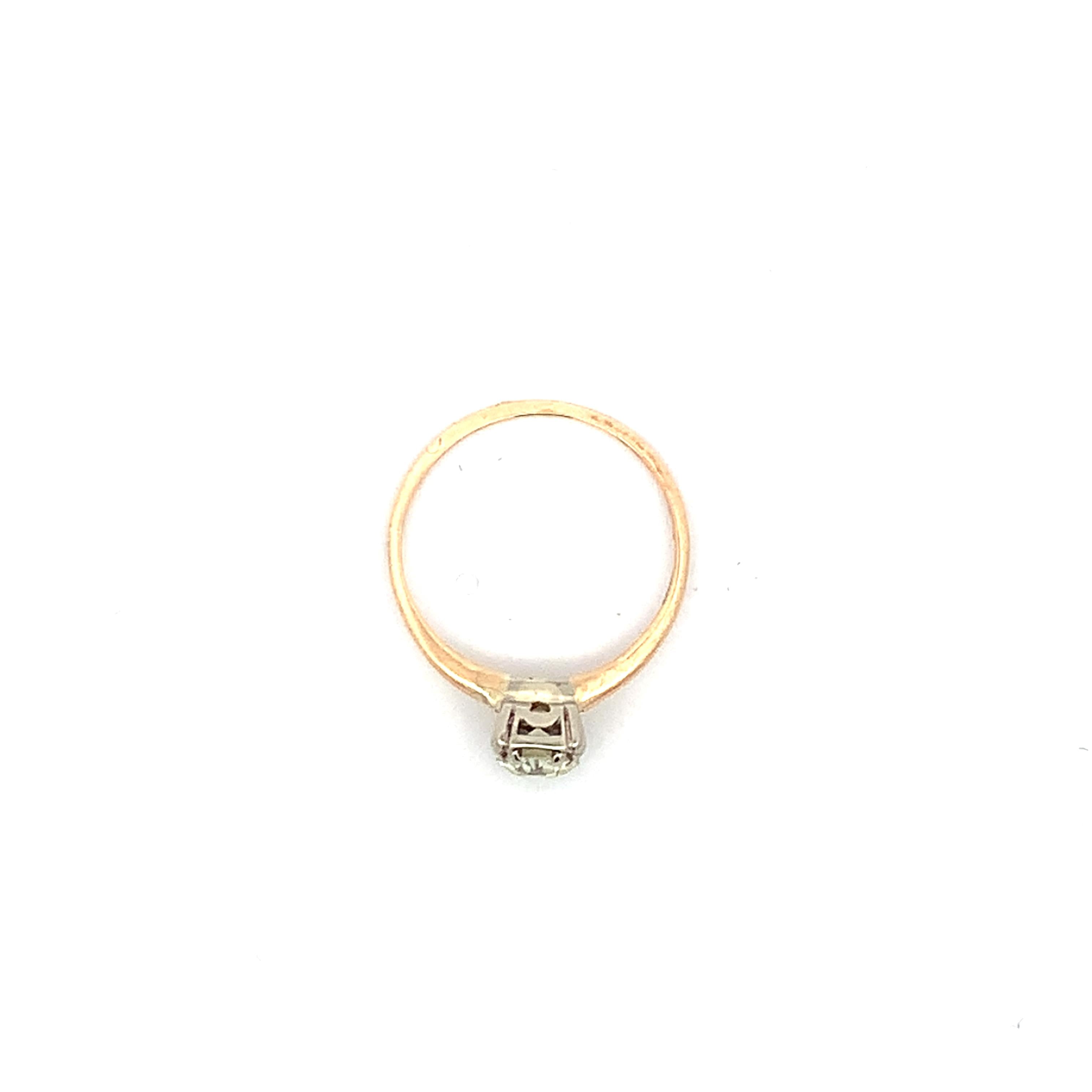 Vintage 14K Yellow & White Gold Old Euro Cut Diamond Buttercup Solitaire Ring