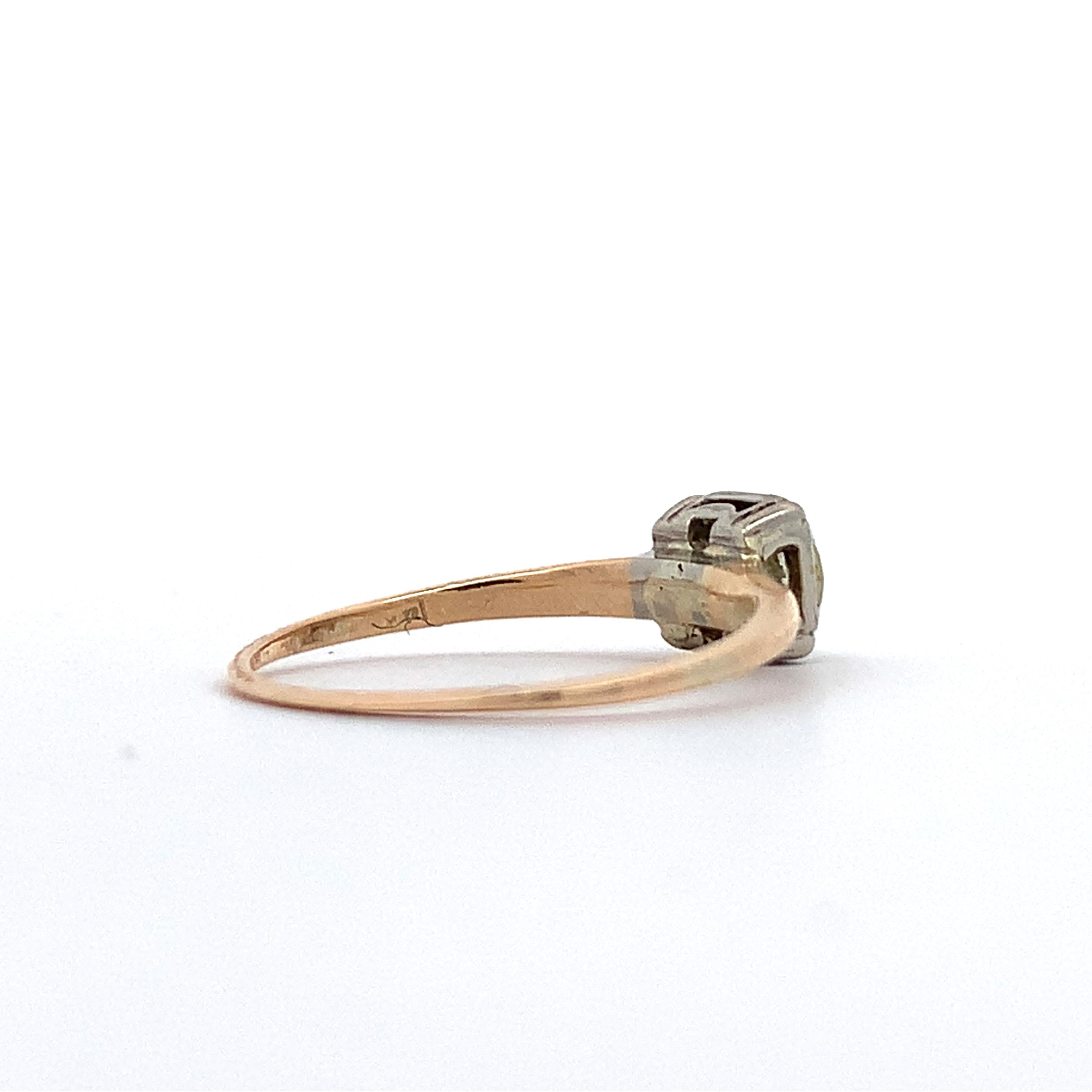 Vintage 14K Yellow & White Gold Old Euro Cut Diamond Buttercup Solitaire Ring