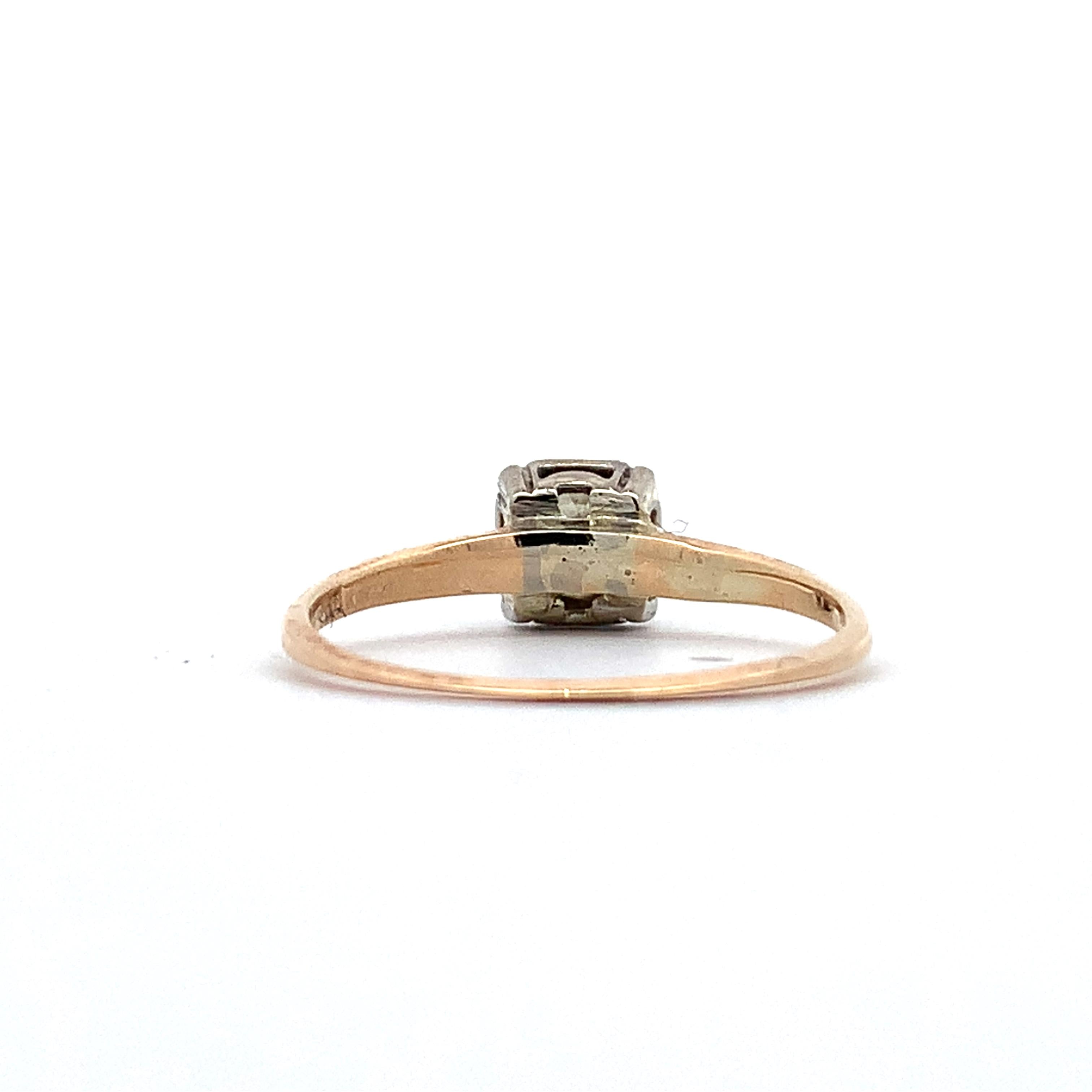 Vintage 14K Yellow & White Gold Old Euro Cut Diamond Buttercup Solitaire Ring