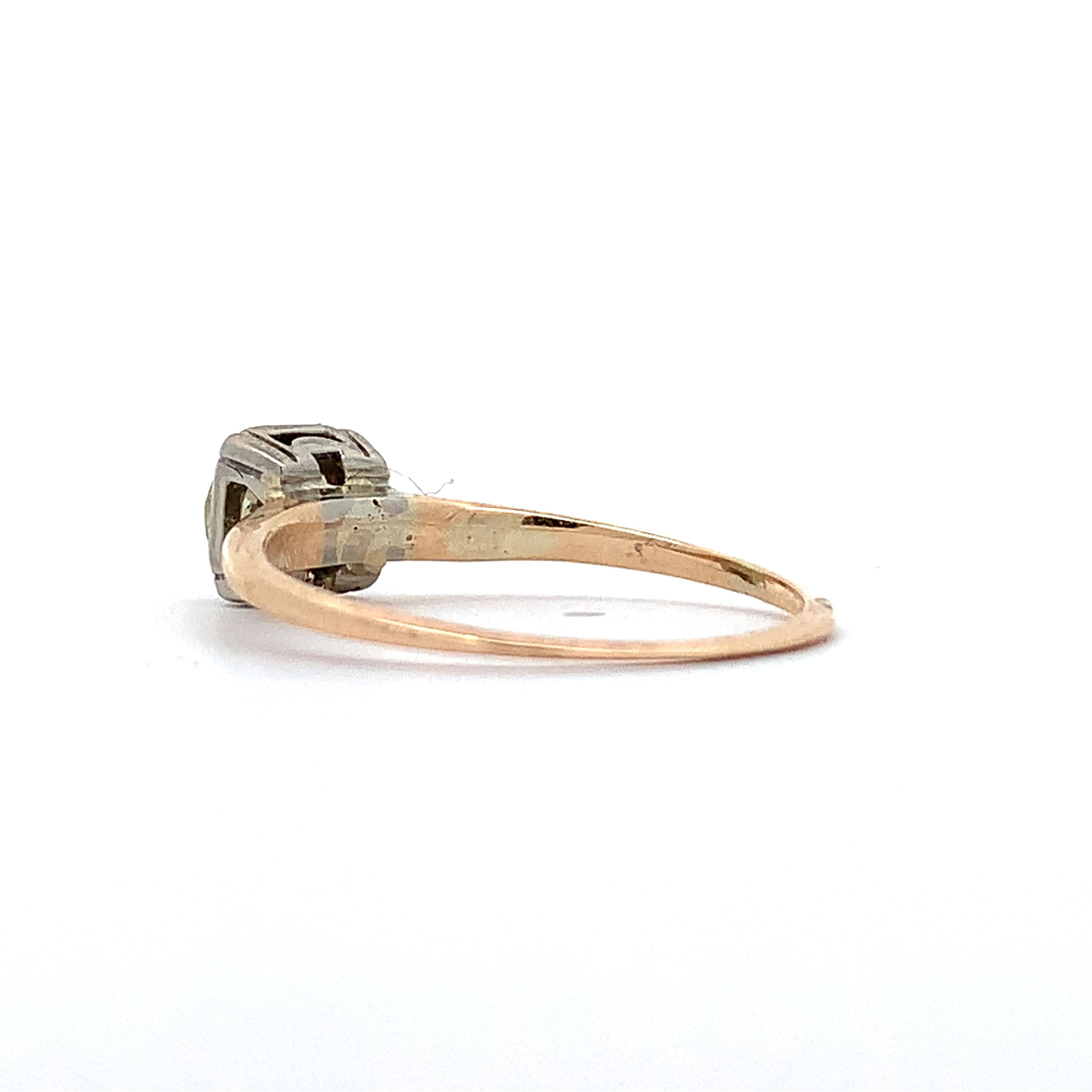 Vintage 14K Yellow & White Gold Old Euro Cut Diamond Buttercup Solitaire Ring
