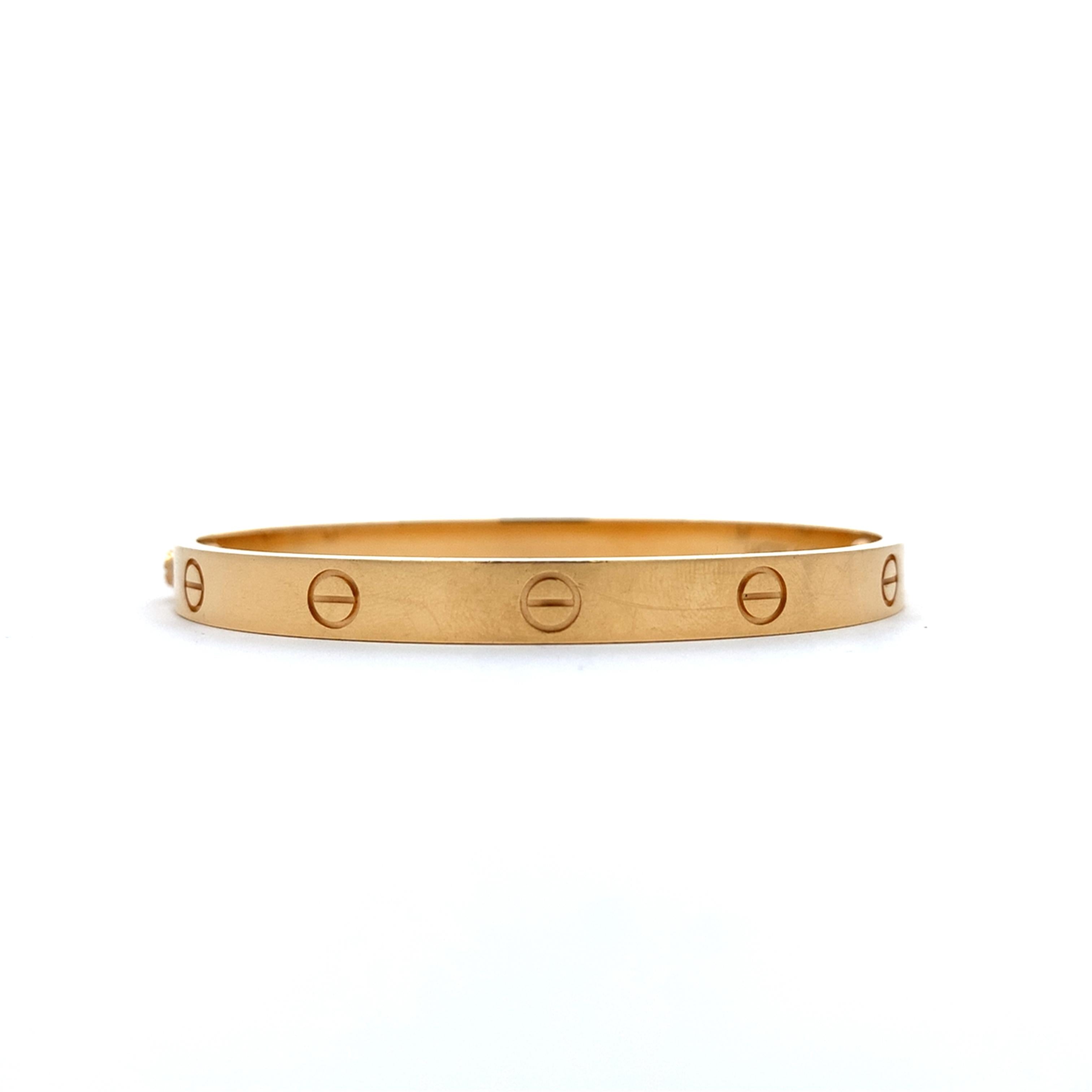 Cartier 18K Y Gold Classic Love Bangle Screw Motif 6MM W/Matching Screwdriver