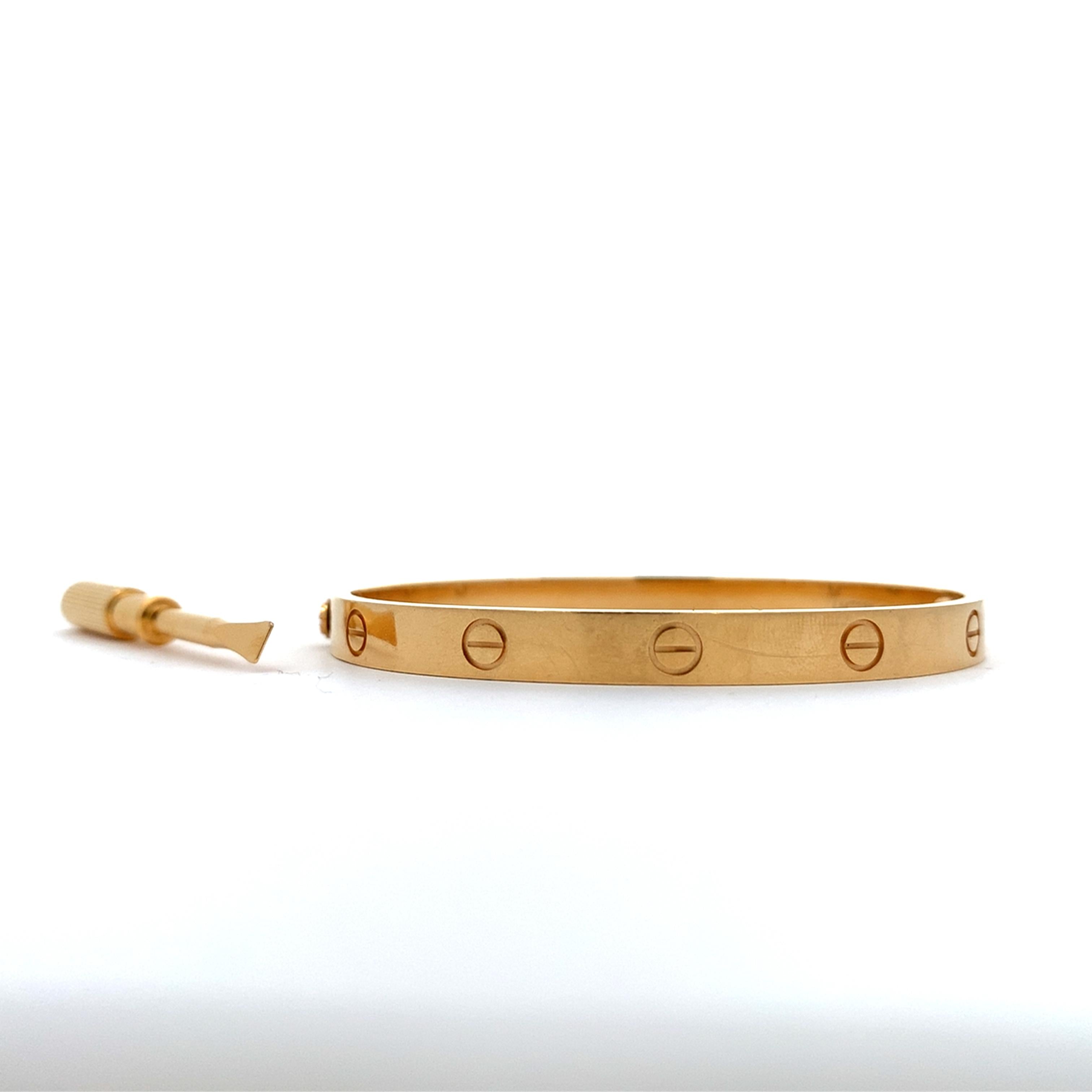 Cartier 18K Y Gold Classic Love Bangle Screw Motif 6MM W/Matching Screwdriver