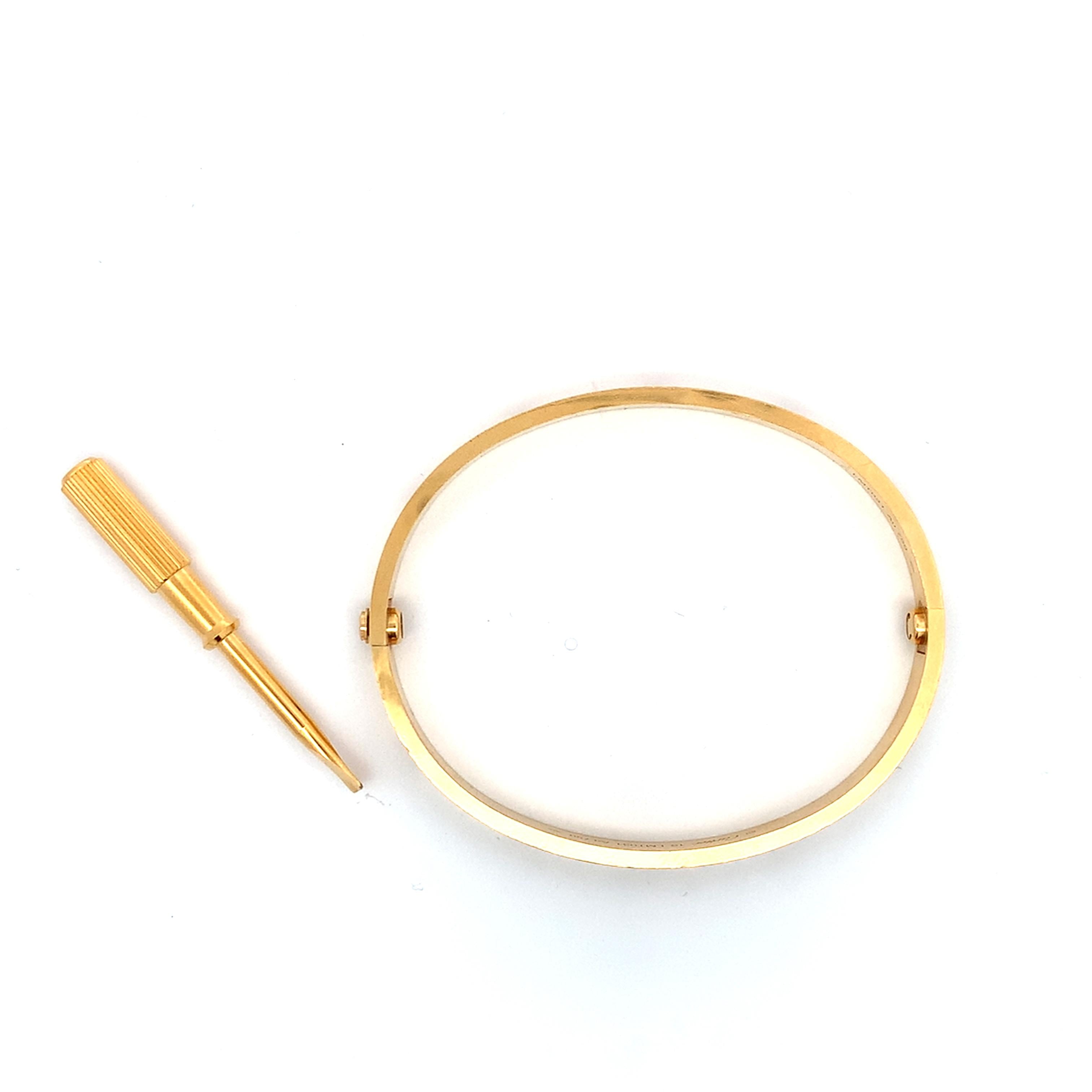 Cartier 18K Y Gold Classic Love Bangle Screw Motif 6MM W/Matching Screwdriver