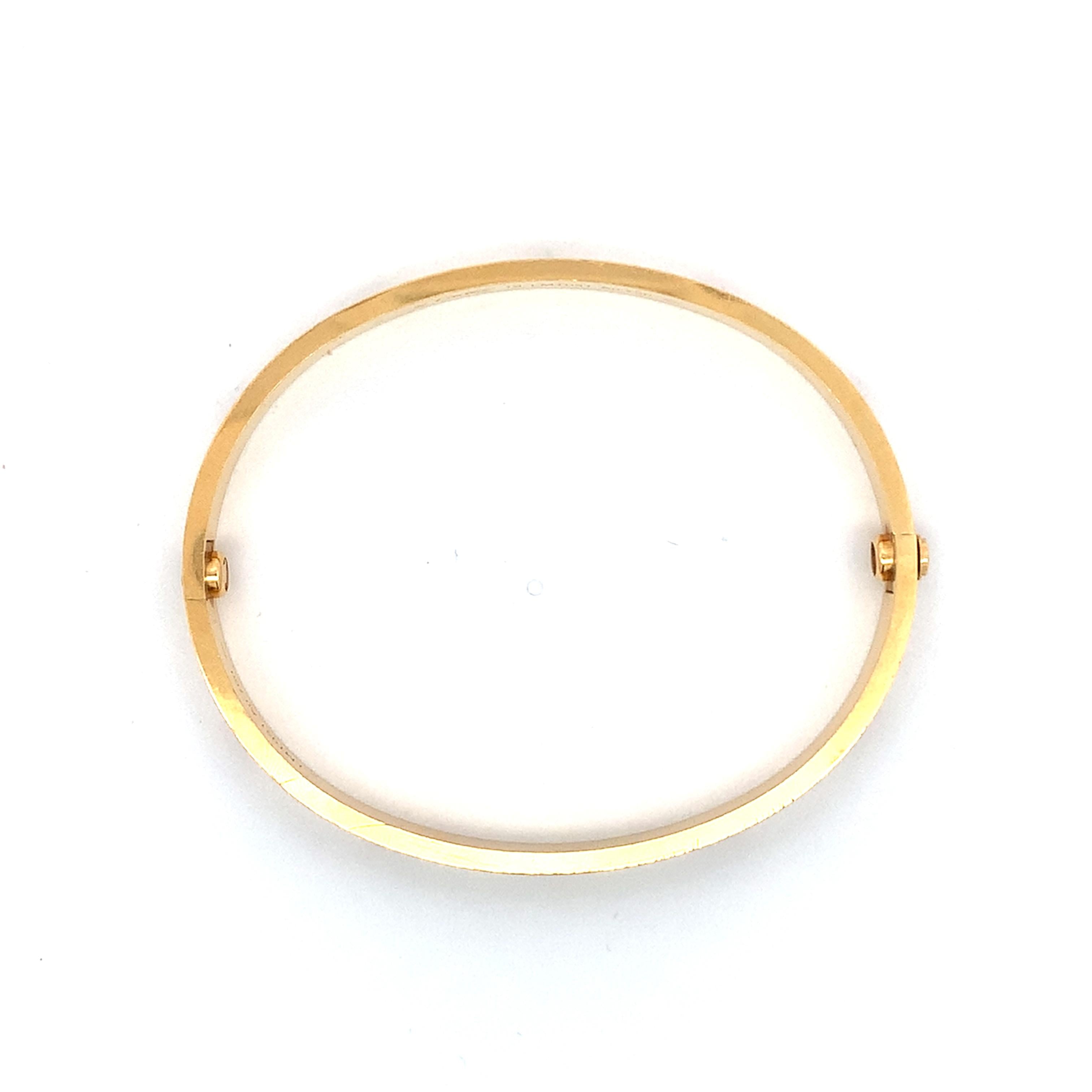 Cartier 18K Y Gold Classic Love Bangle Screw Motif 6MM W/Matching Screwdriver
