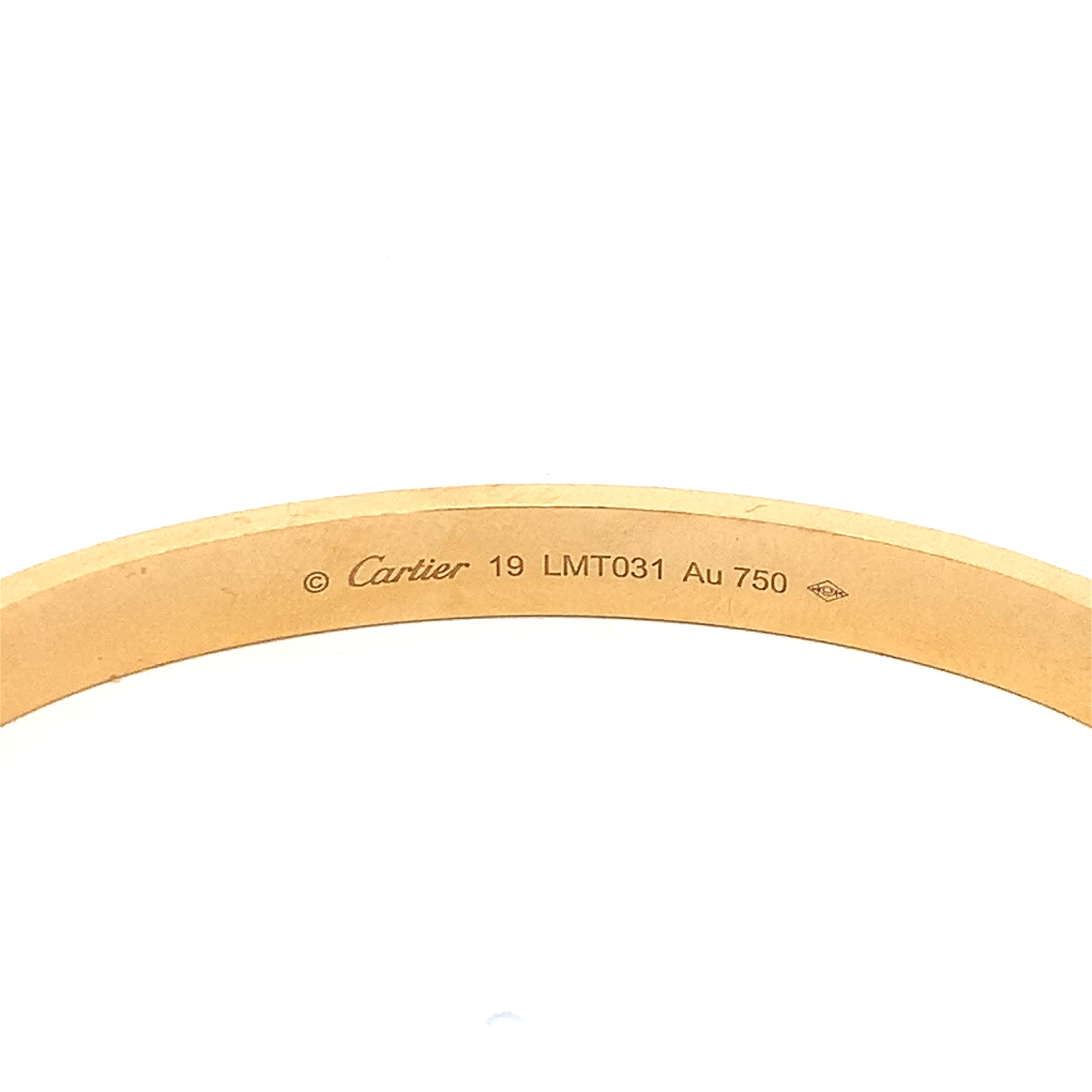 Cartier 18K Y Gold Classic Love Bangle Screw Motif 6MM W/Matching Screwdriver
