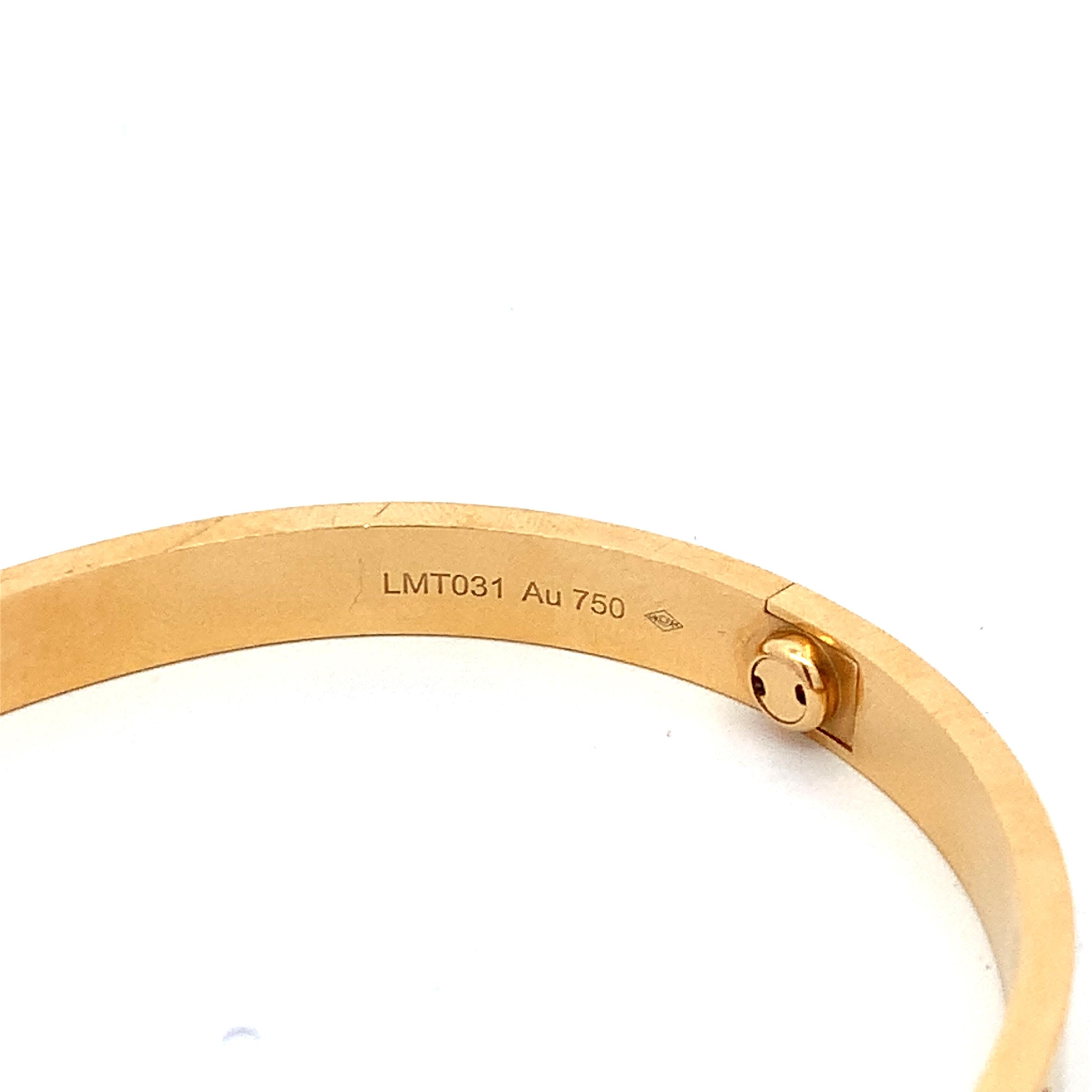 Cartier 18K Y Gold Classic Love Bangle Screw Motif 6MM W/Matching Screwdriver