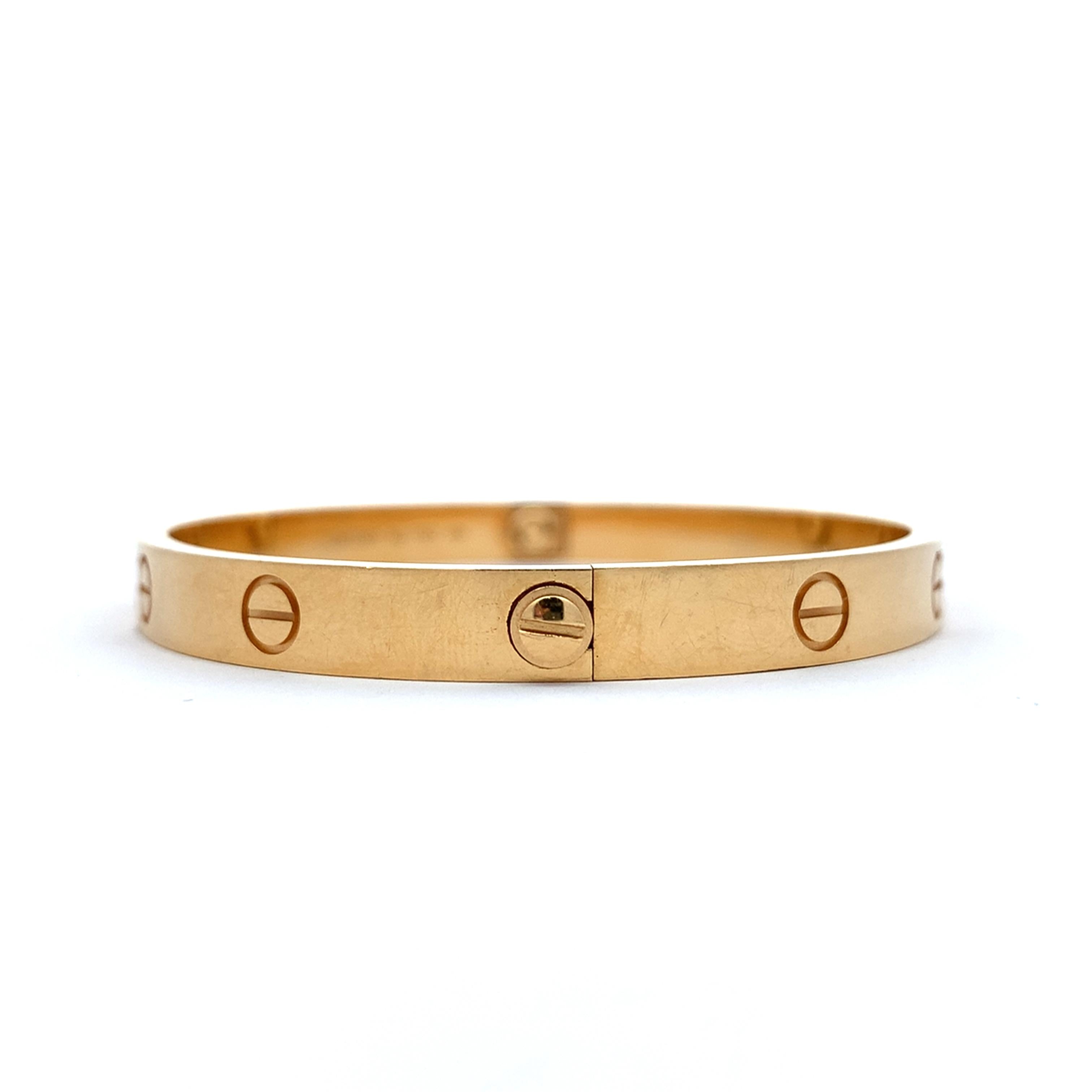 Cartier 18K Y Gold Classic Love Bangle Screw Motif 6MM W/Matching Screwdriver