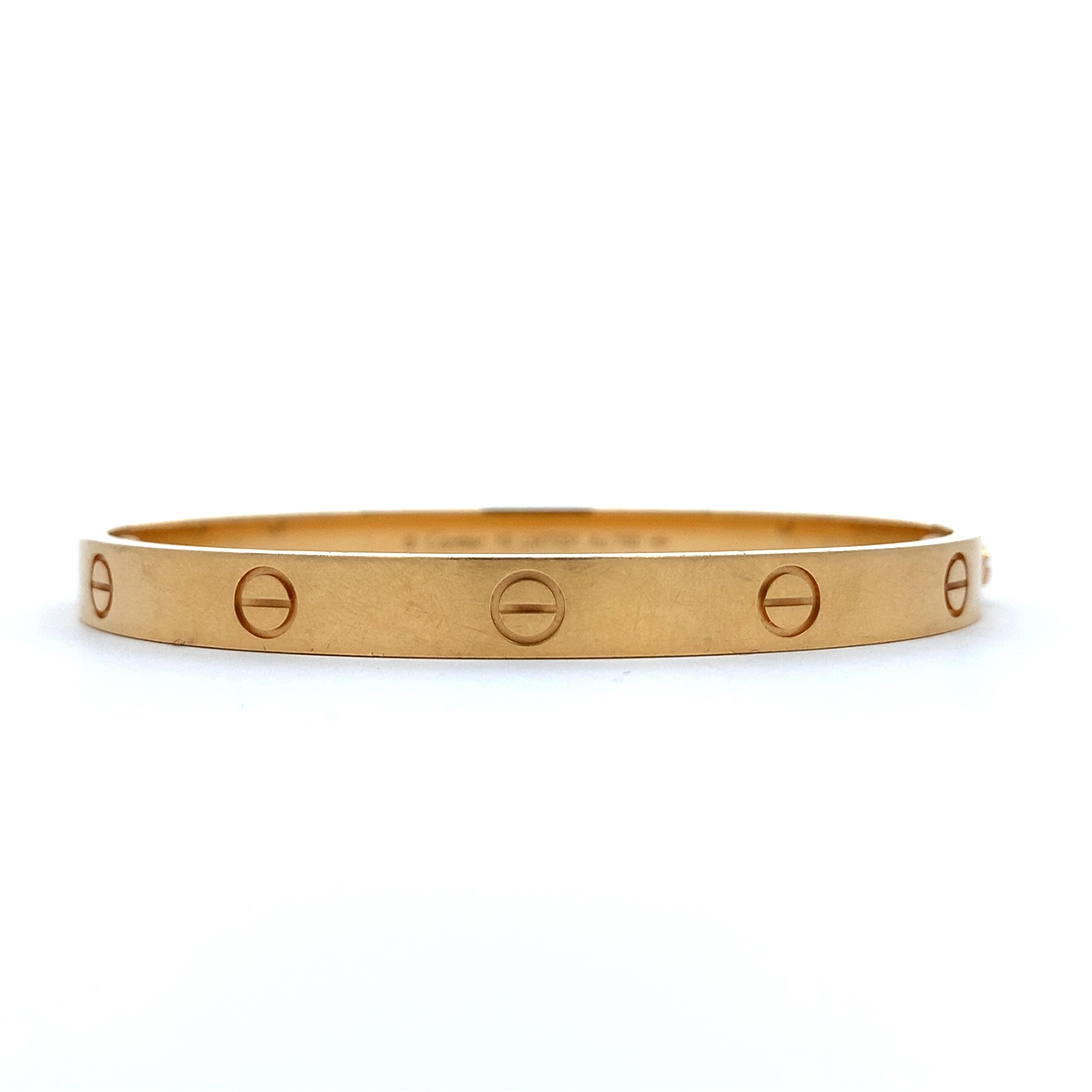 Cartier 18K Y Gold Classic Love Bangle Screw Motif 6MM W/Matching Screwdriver
