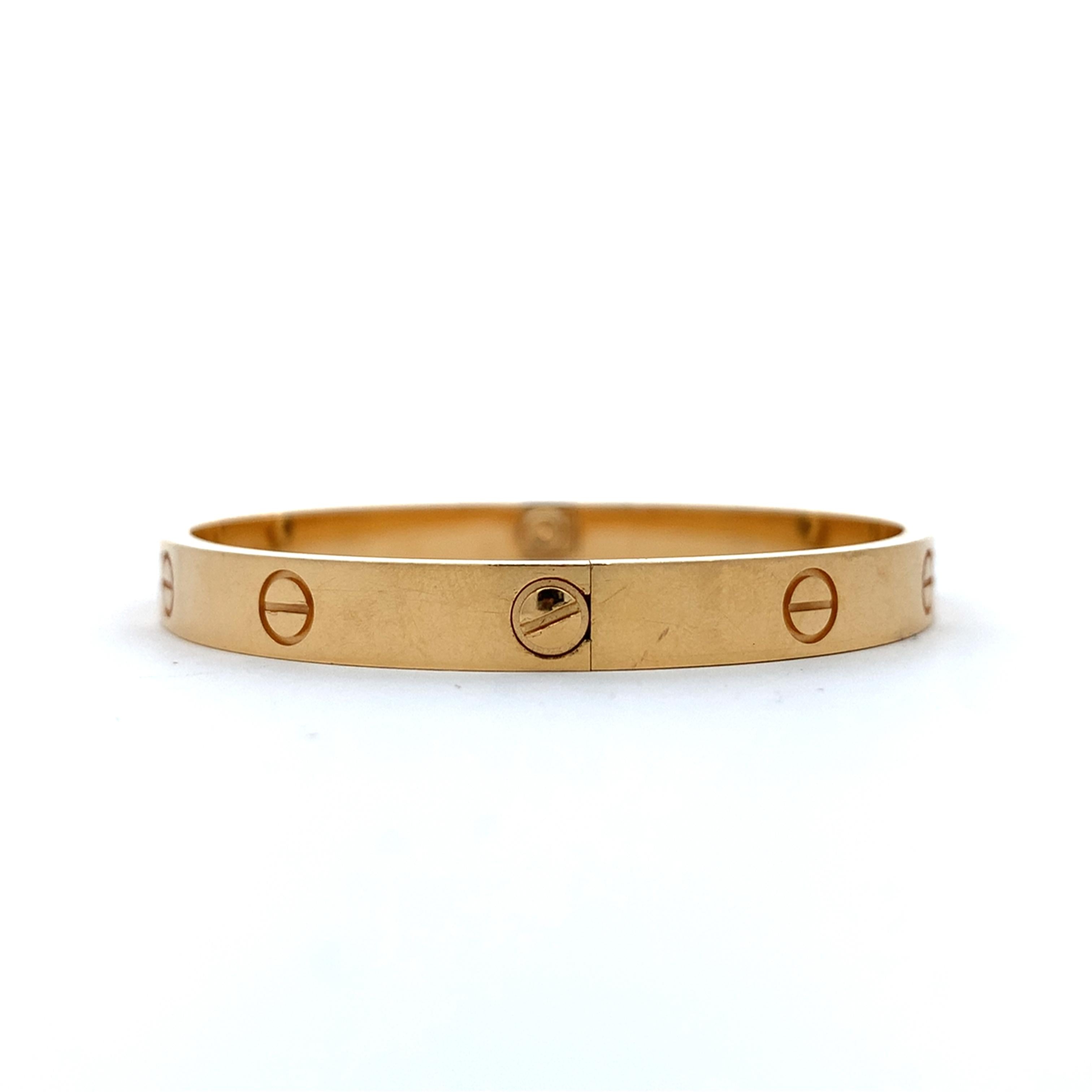 Cartier 18K Y Gold Classic Love Bangle Screw Motif 6MM W/Matching Screwdriver
