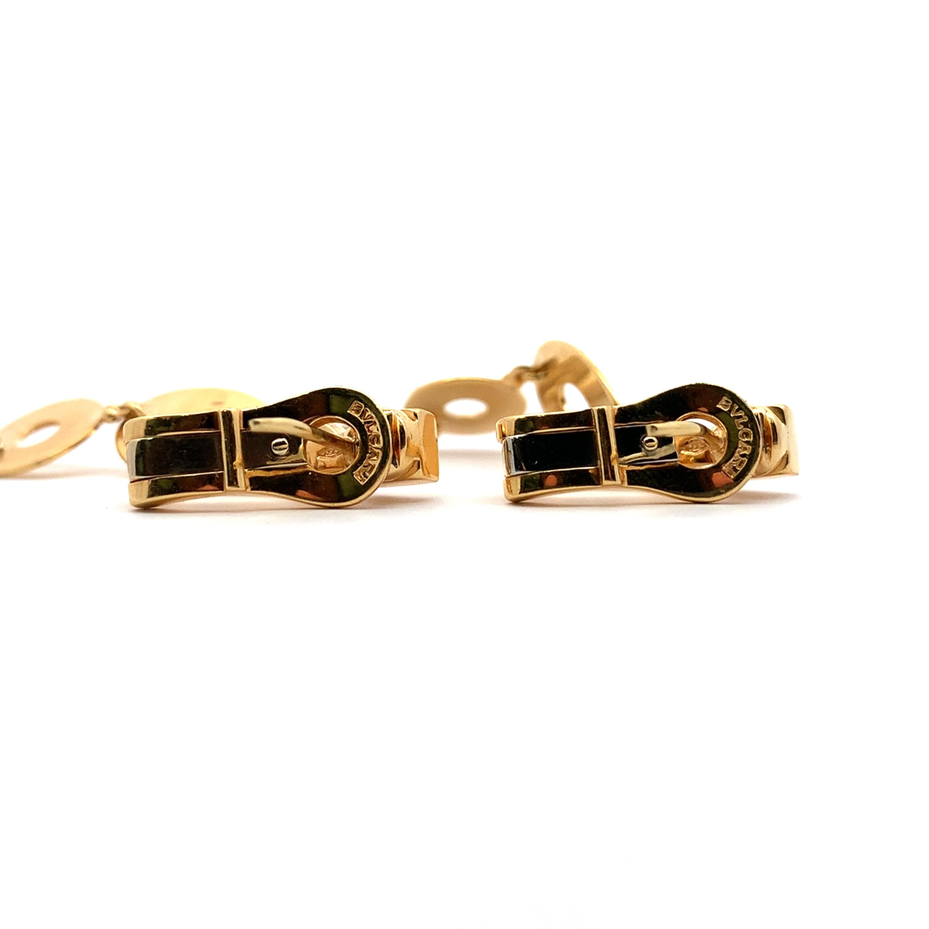 Bvlgari Lucea Collection 18K Yellow Gold Oval & Round Disc Dangle Drop Earrings