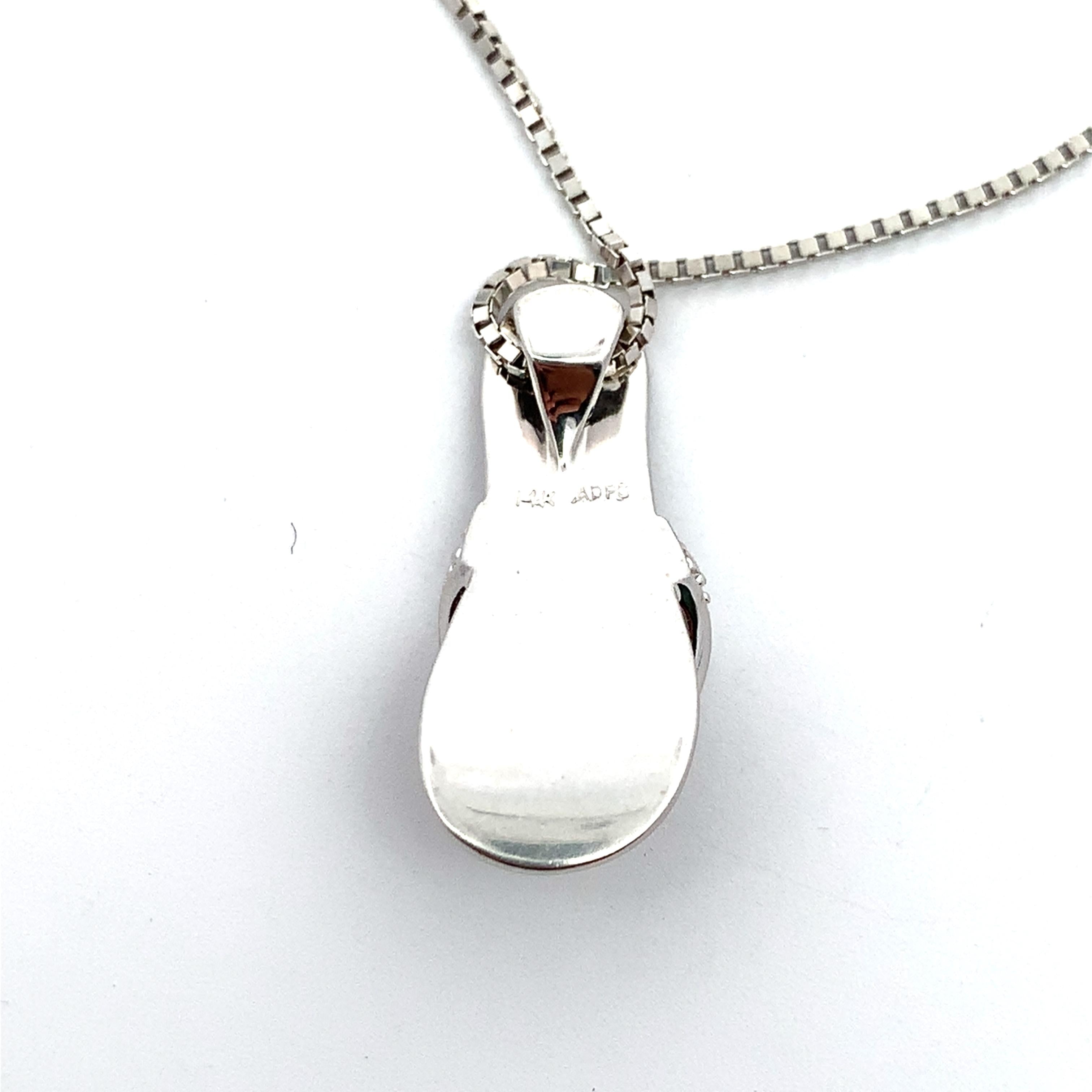 14K White Gold Flip Flop Sandal Pendant Charm With Box Chain Necklace 17"