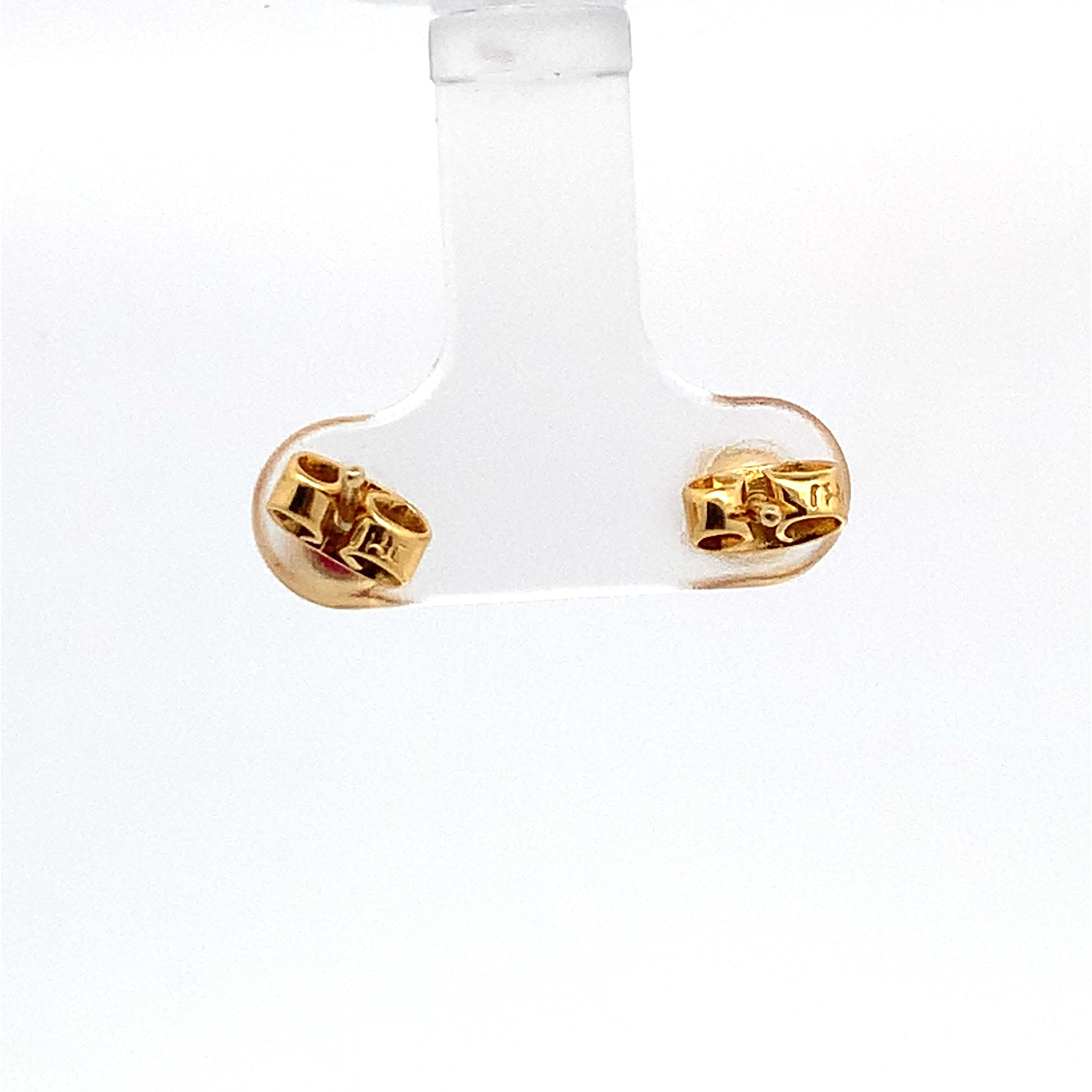 14K Yellow Gold Four-Prongs Round Ruby Solitaire Dainty Stud Earrings
