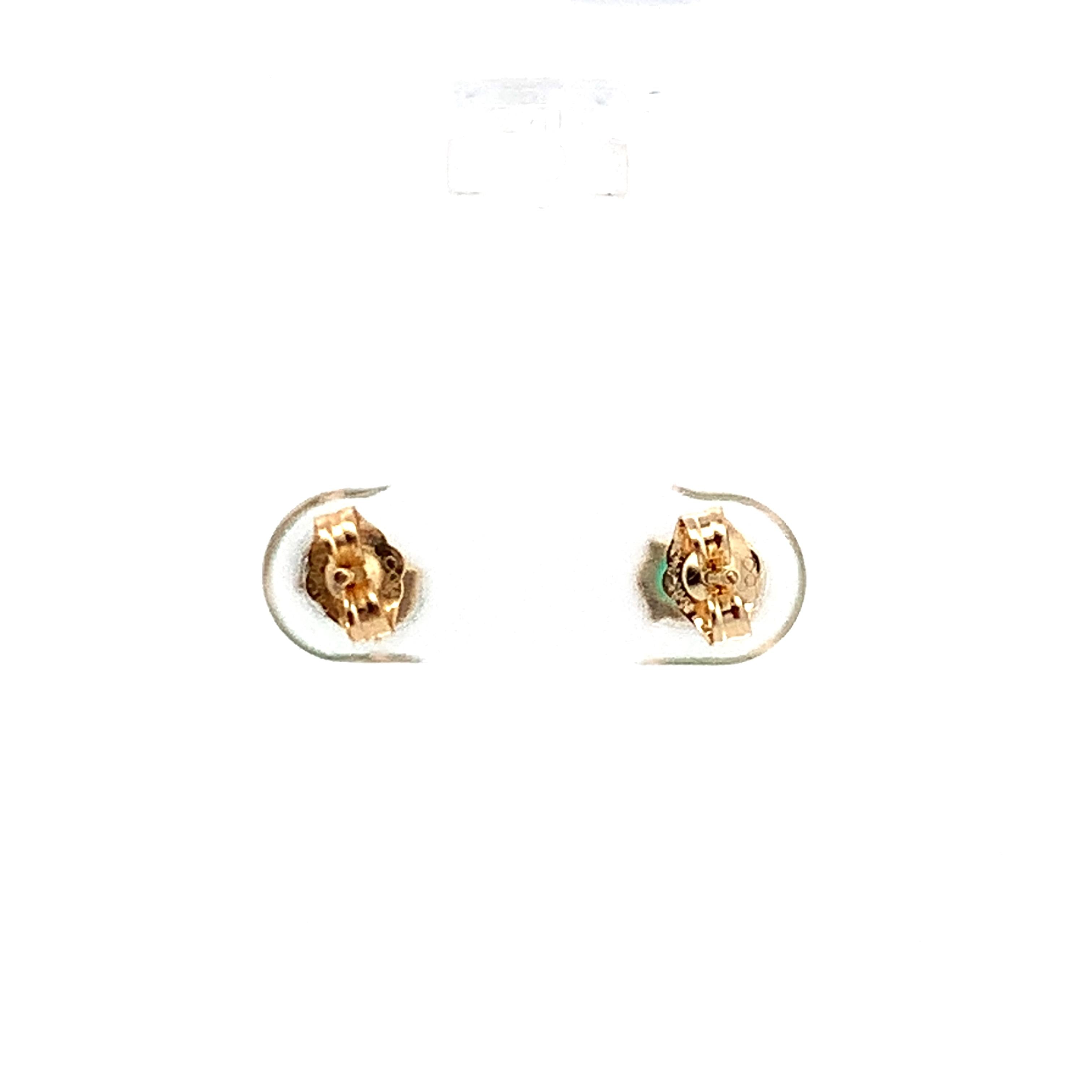 14K Yellow Gold Four-Prongs Oval Cut Emerald Solitaire Dainty Stud Earrings