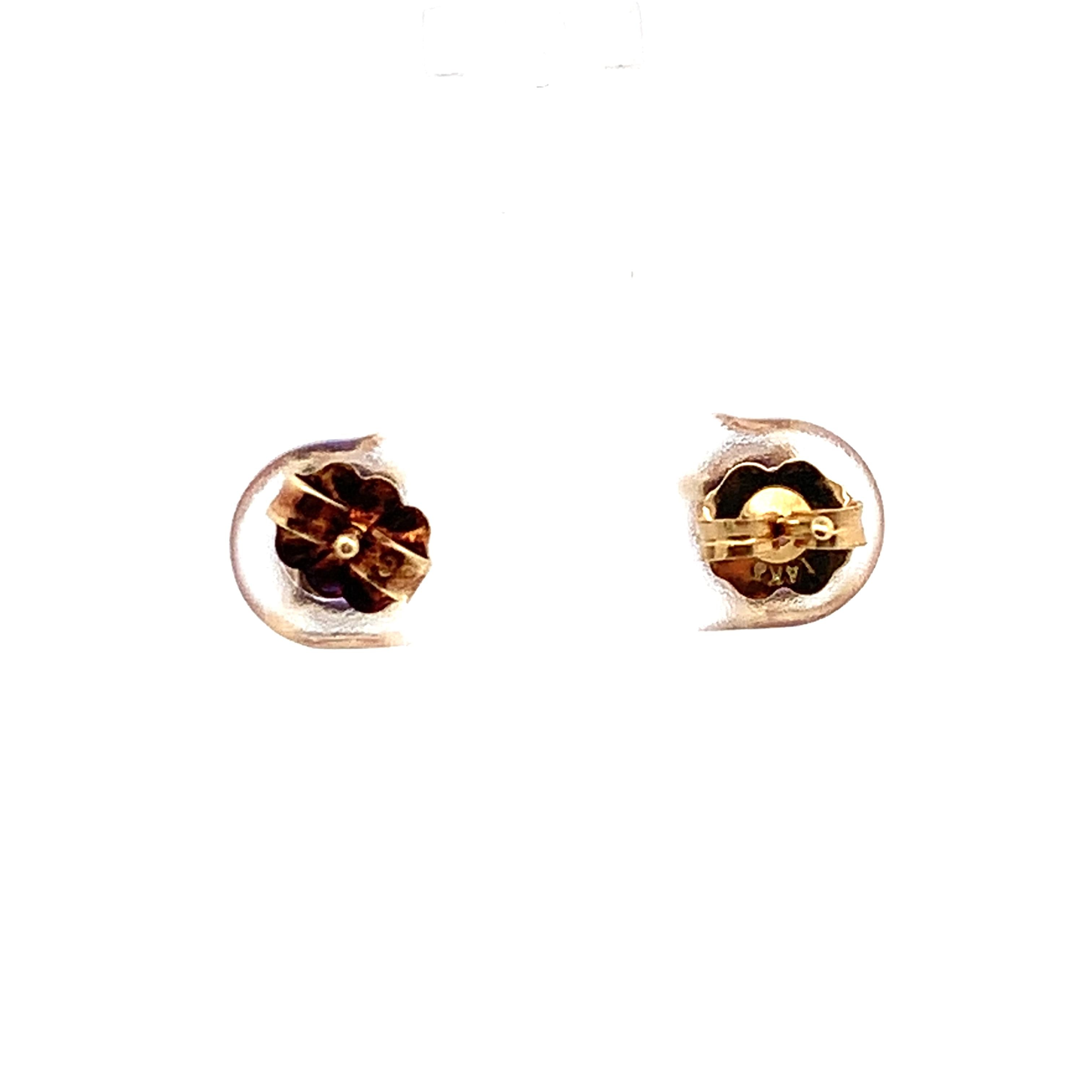 14K Yellow Gold Four-Prongs Oval Cut Amethyst Solitaire Dainty Stud Earrings