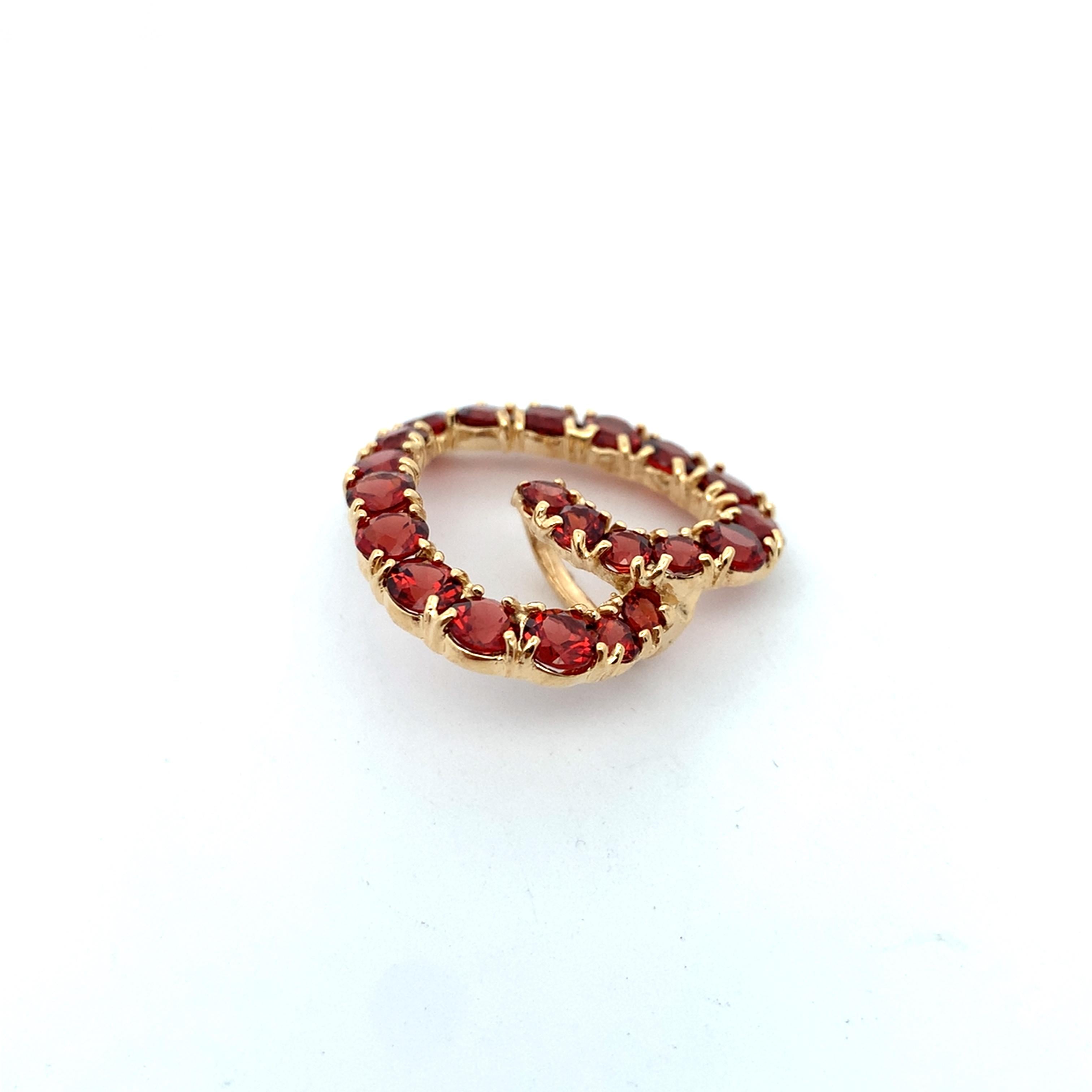 Vintage 14K Yellow Gold Round Garnet Open Heart Slide Pendant