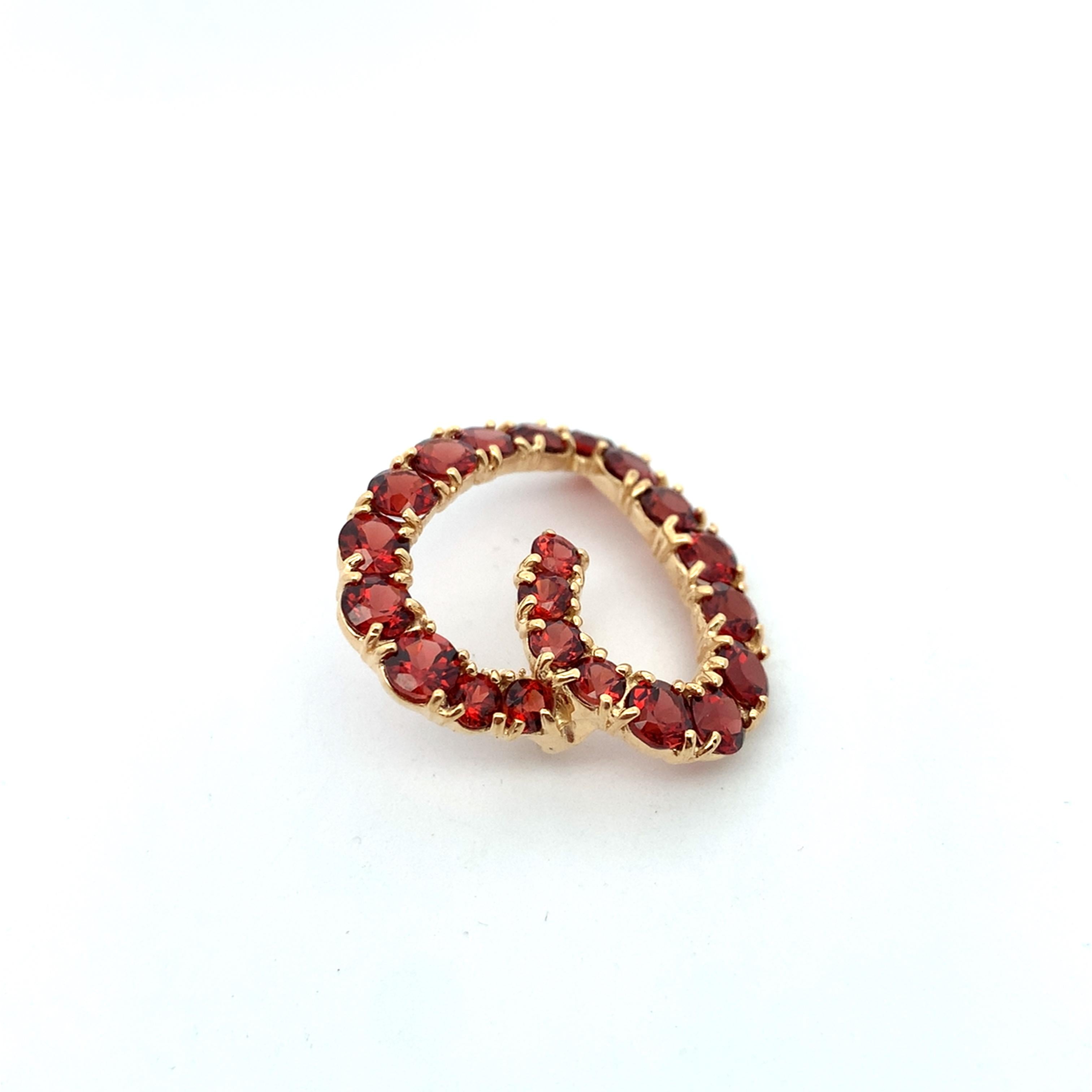 Vintage 14K Yellow Gold Round Garnet Open Heart Slide Pendant
