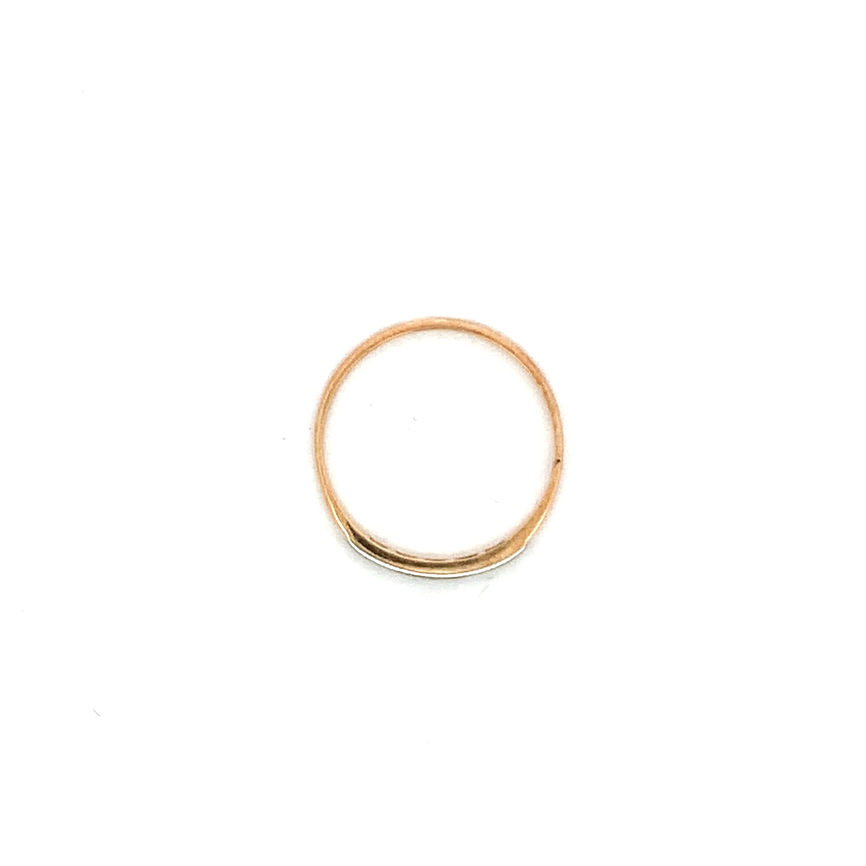 Vintage 14K Yellow & White Gold Single Cut Diamond Carved Milgrain Slim Band