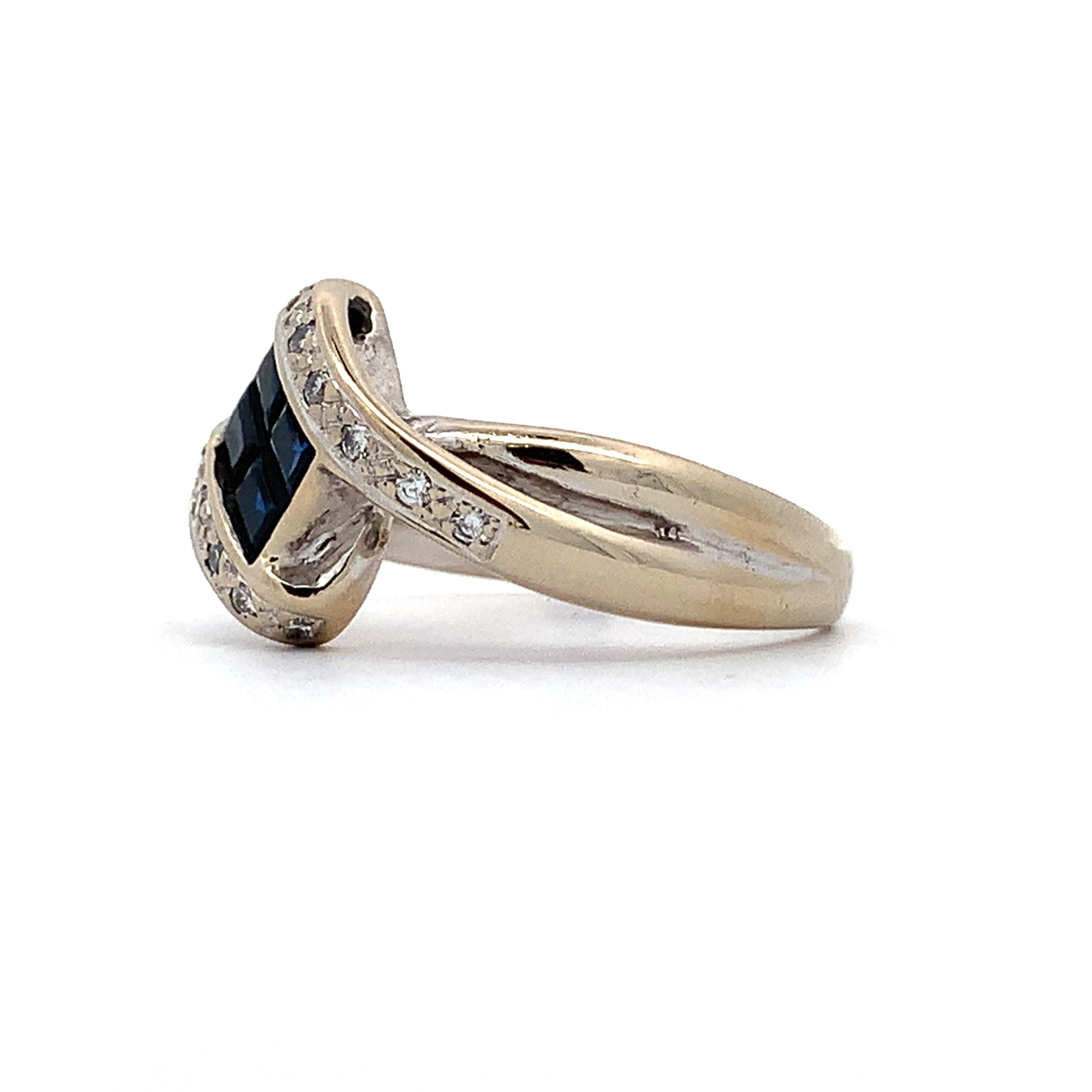 Le Vian 18K White Gold Sapphire & Round Cut Diamond Twisted Shanks Bypass Ring
