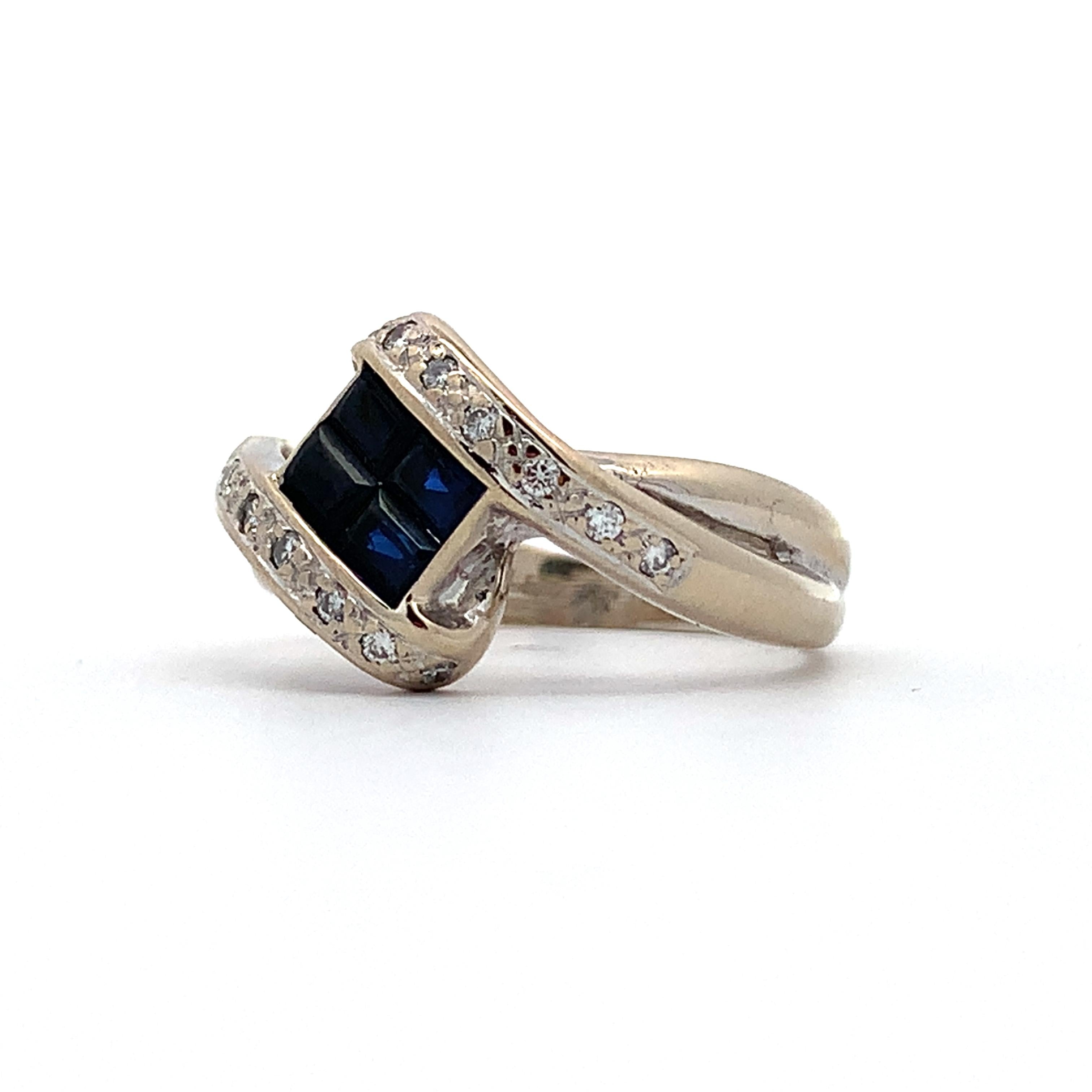 Le Vian 18K White Gold Sapphire & Round Cut Diamond Twisted Shanks Bypass Ring