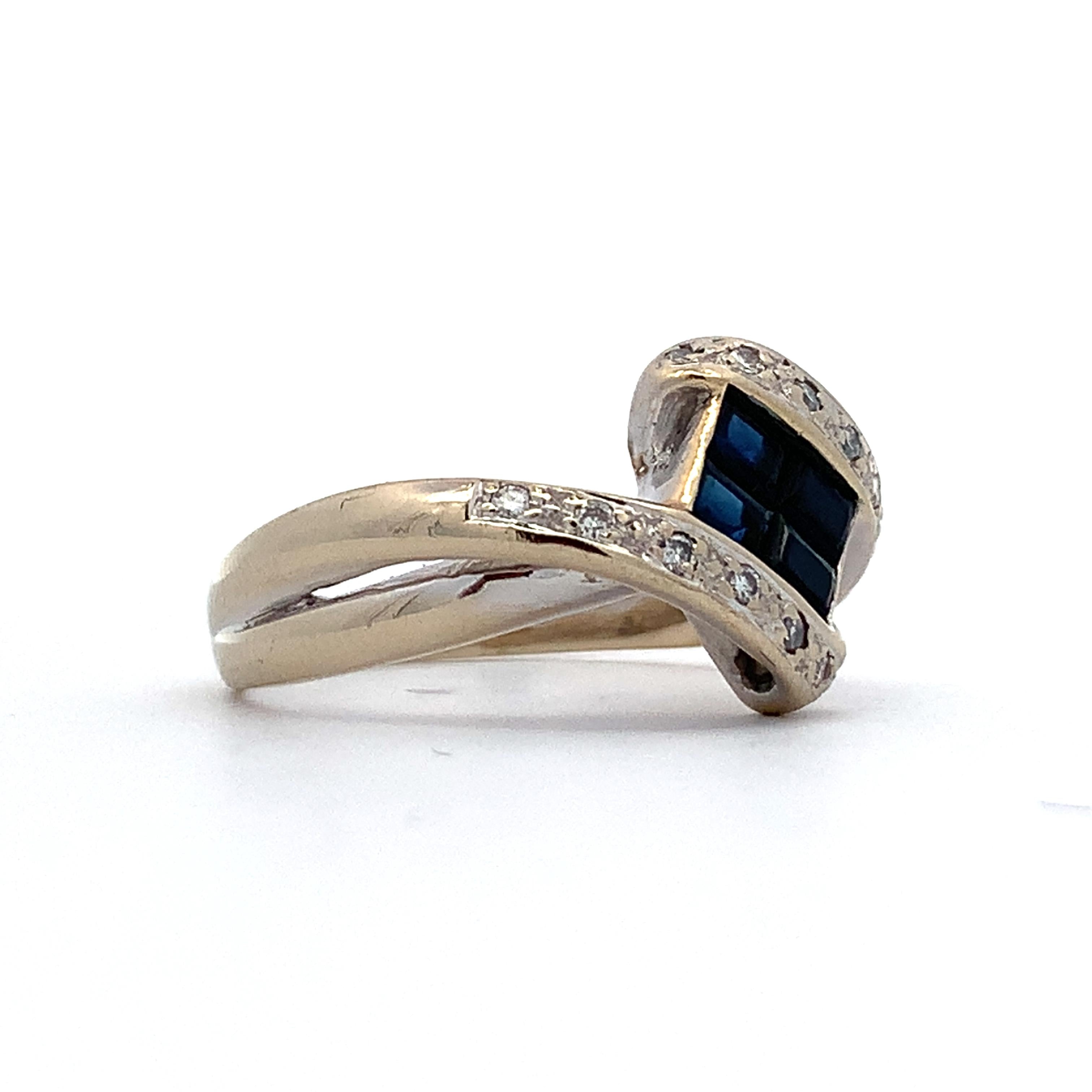 Le Vian 18K White Gold Sapphire & Round Cut Diamond Twisted Shanks Bypass Ring