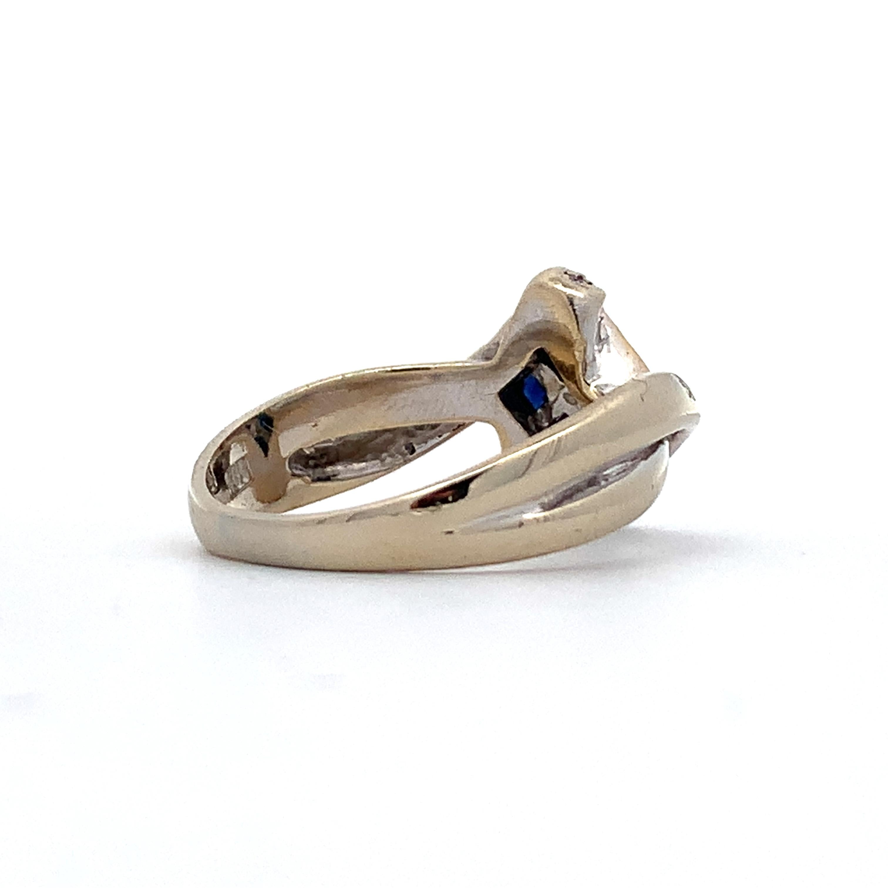 Le Vian 18K White Gold Sapphire & Round Cut Diamond Twisted Shanks Bypass Ring