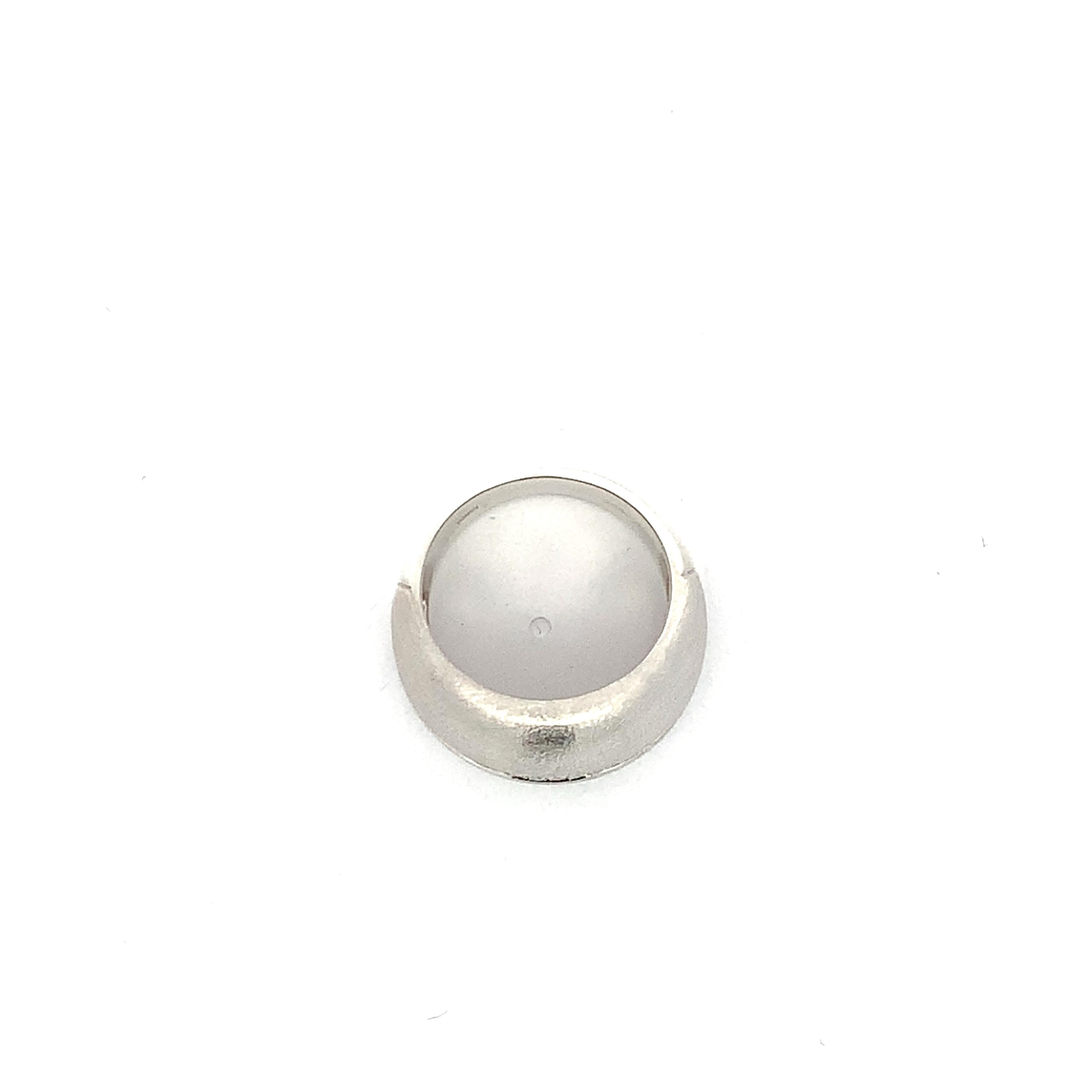 EFFY Sterling Silver W/Diamonds Satin Finish Huggie Earrings Matching Dome Ring