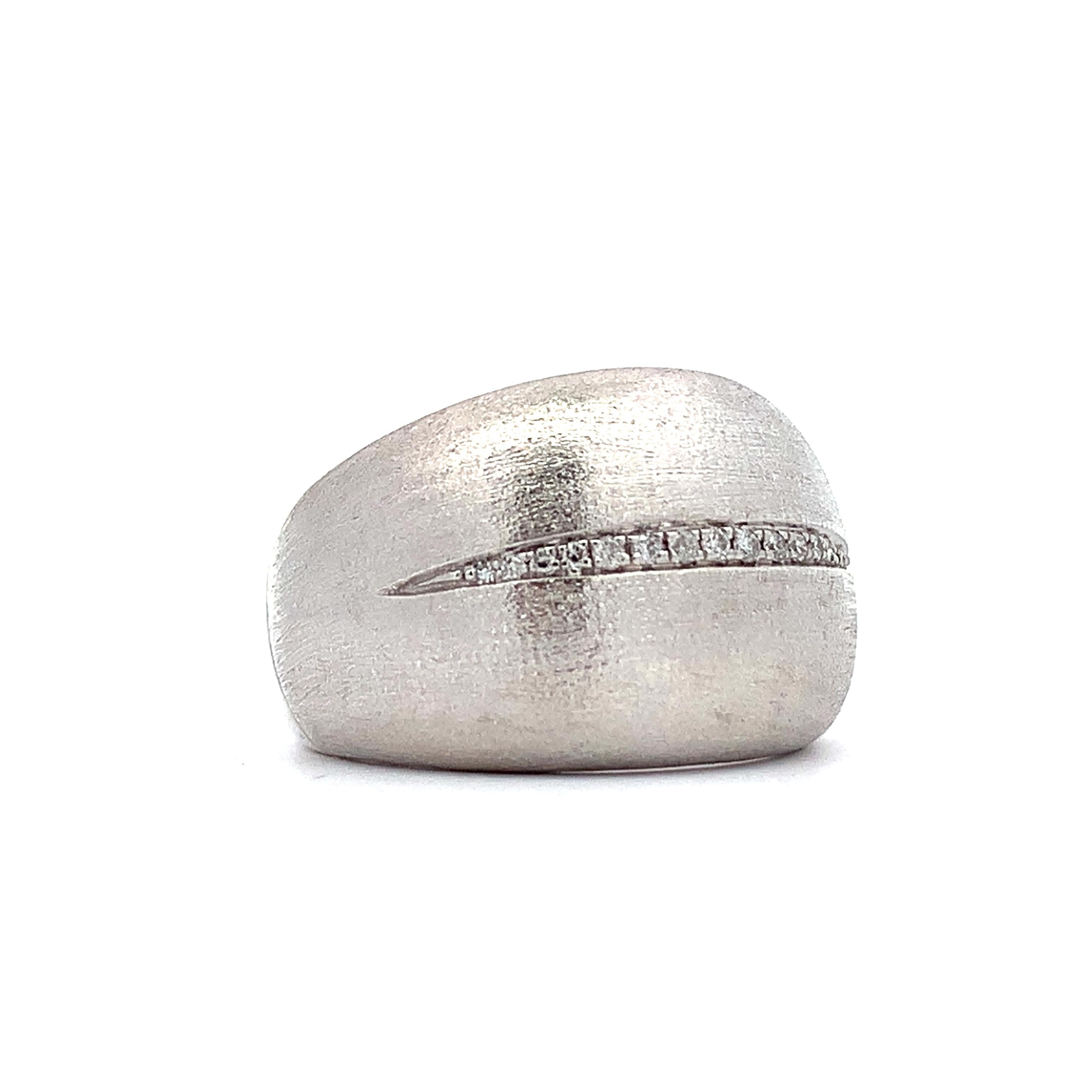 EFFY Sterling Silver W/Diamonds Satin Finish Huggie Earrings Matching Dome Ring