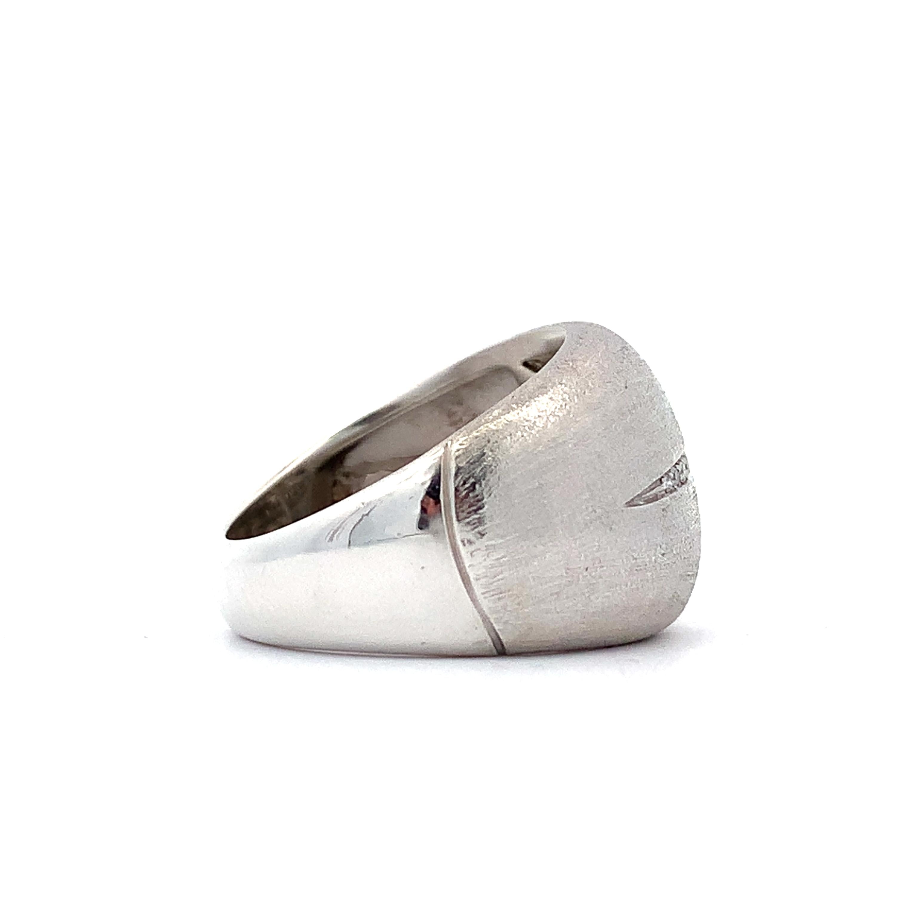 EFFY Sterling Silver W/Diamonds Satin Finish Huggie Earrings Matching Dome Ring