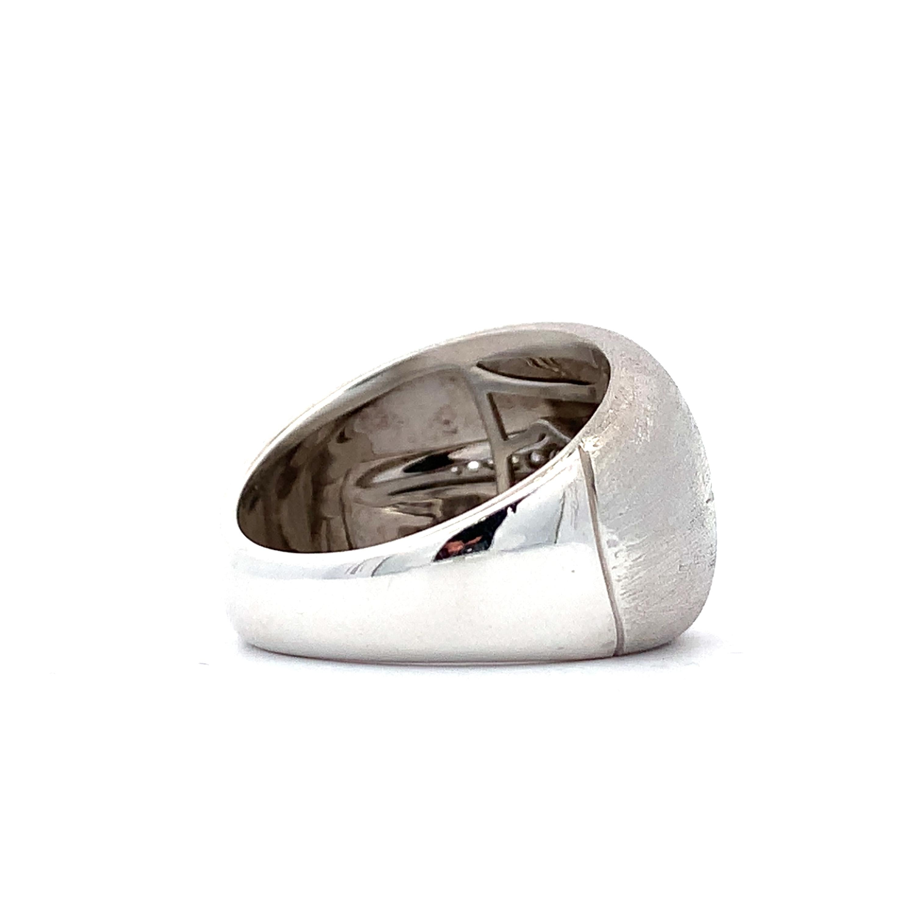 EFFY Sterling Silver W/Diamonds Satin Finish Huggie Earrings Matching Dome Ring