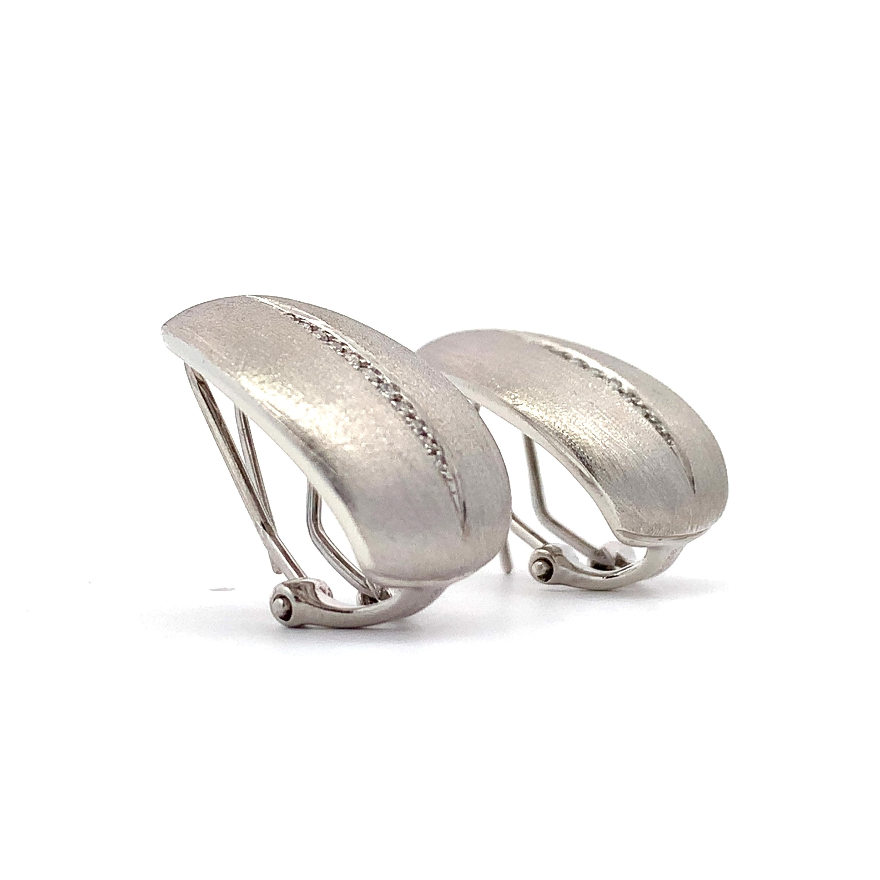 EFFY Sterling Silver W/Diamonds Satin Finish Huggie Earrings Matching Dome Ring