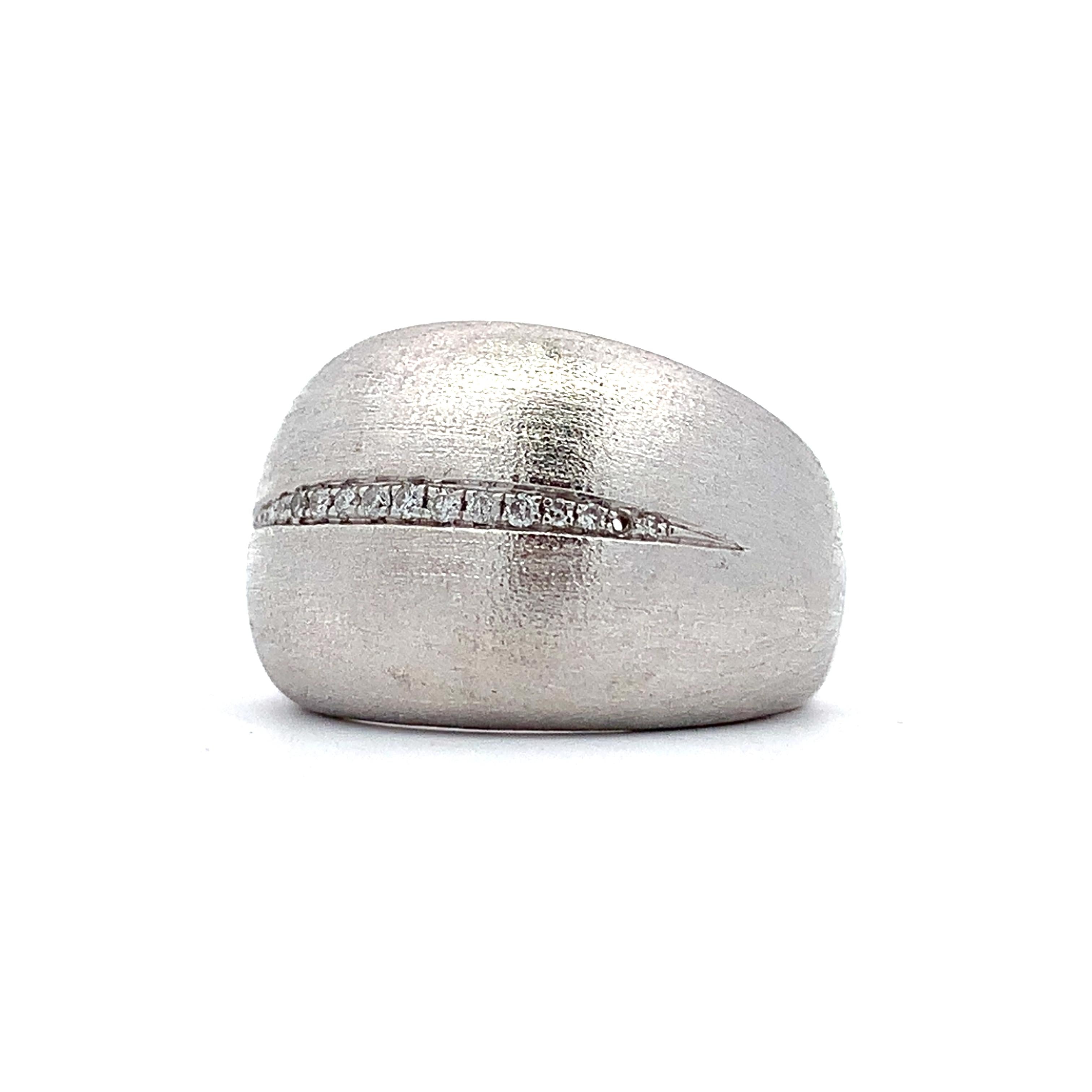 EFFY Sterling Silver W/Diamonds Satin Finish Huggie Earrings Matching Dome Ring