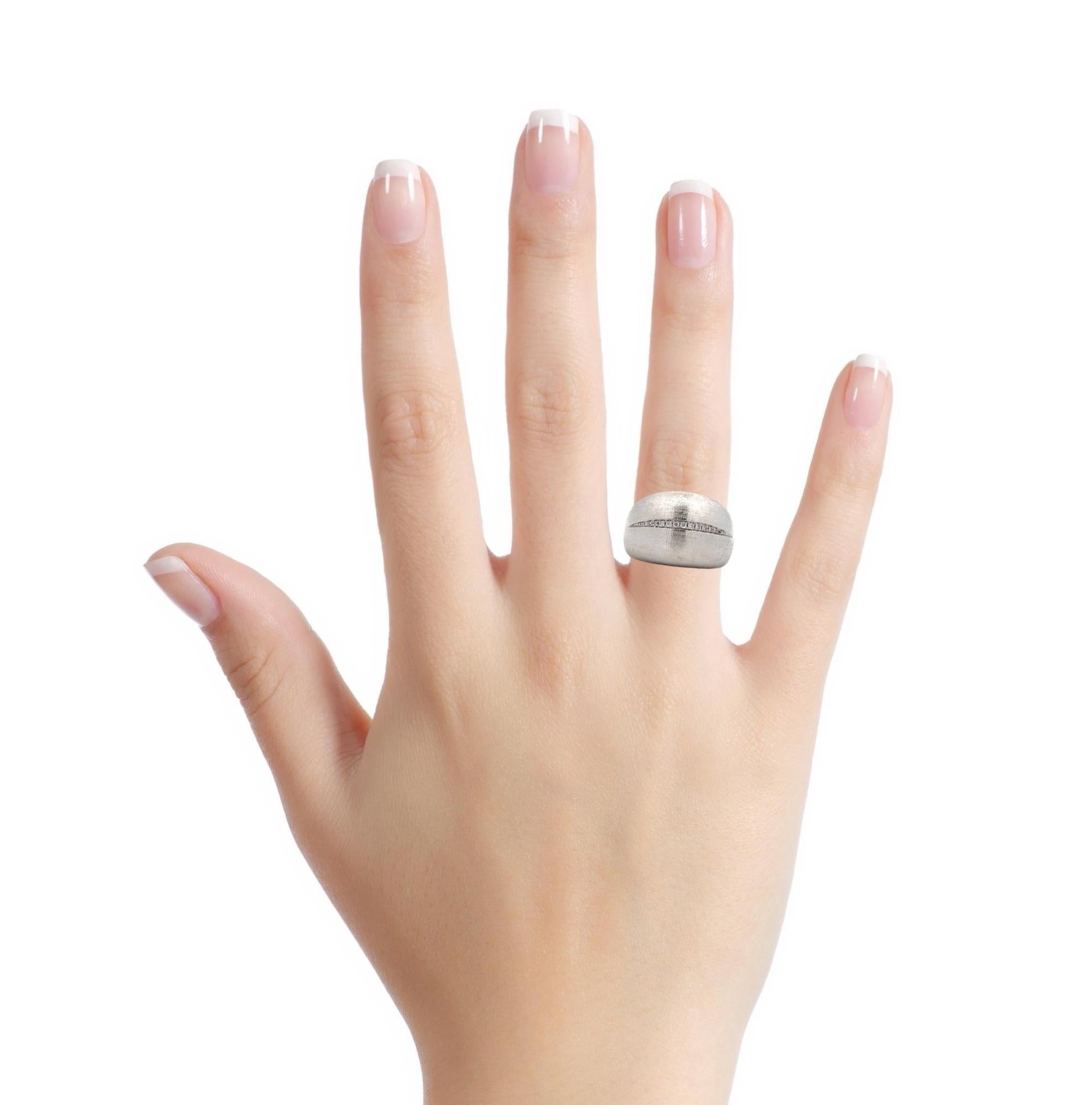 EFFY Sterling Silver W/Diamonds Satin Finish Huggie Earrings Matching Dome Ring