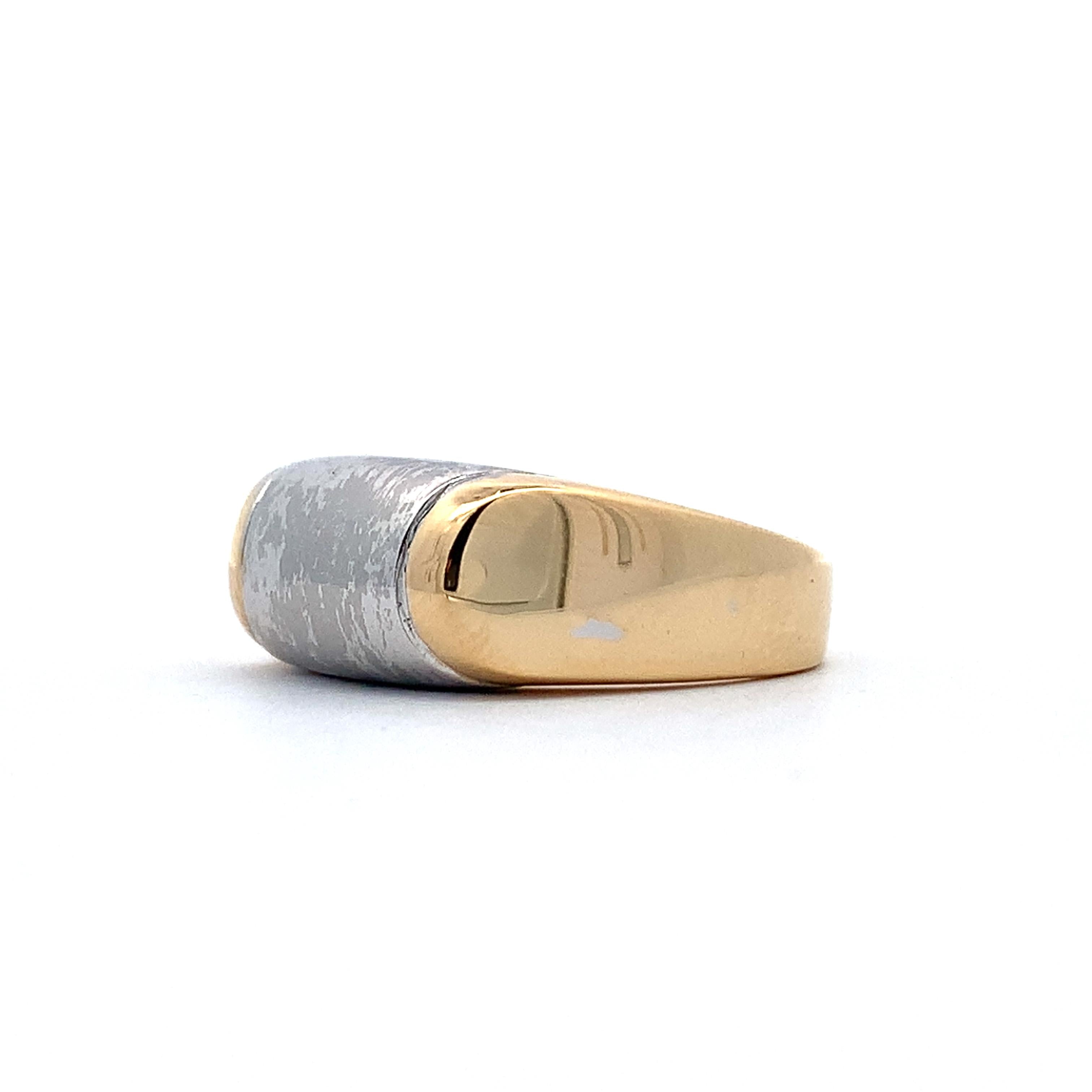 BVLGARI 18K Yellow Gold & Stainless Steel Tranchetto  Unisex Band Ring Size 6