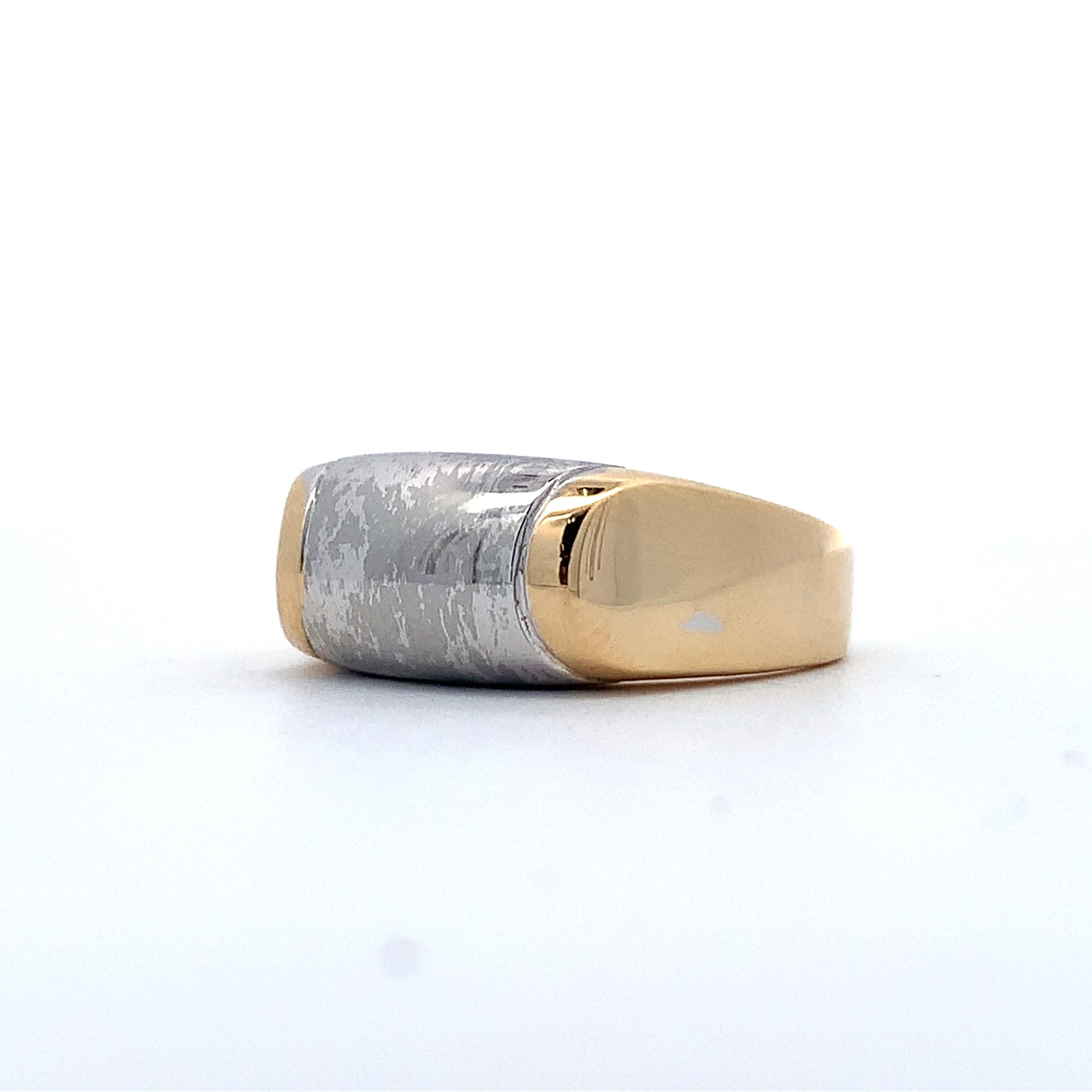 BVLGARI 18K Yellow Gold & Stainless Steel Tranchetto  Unisex Band Ring Size 6