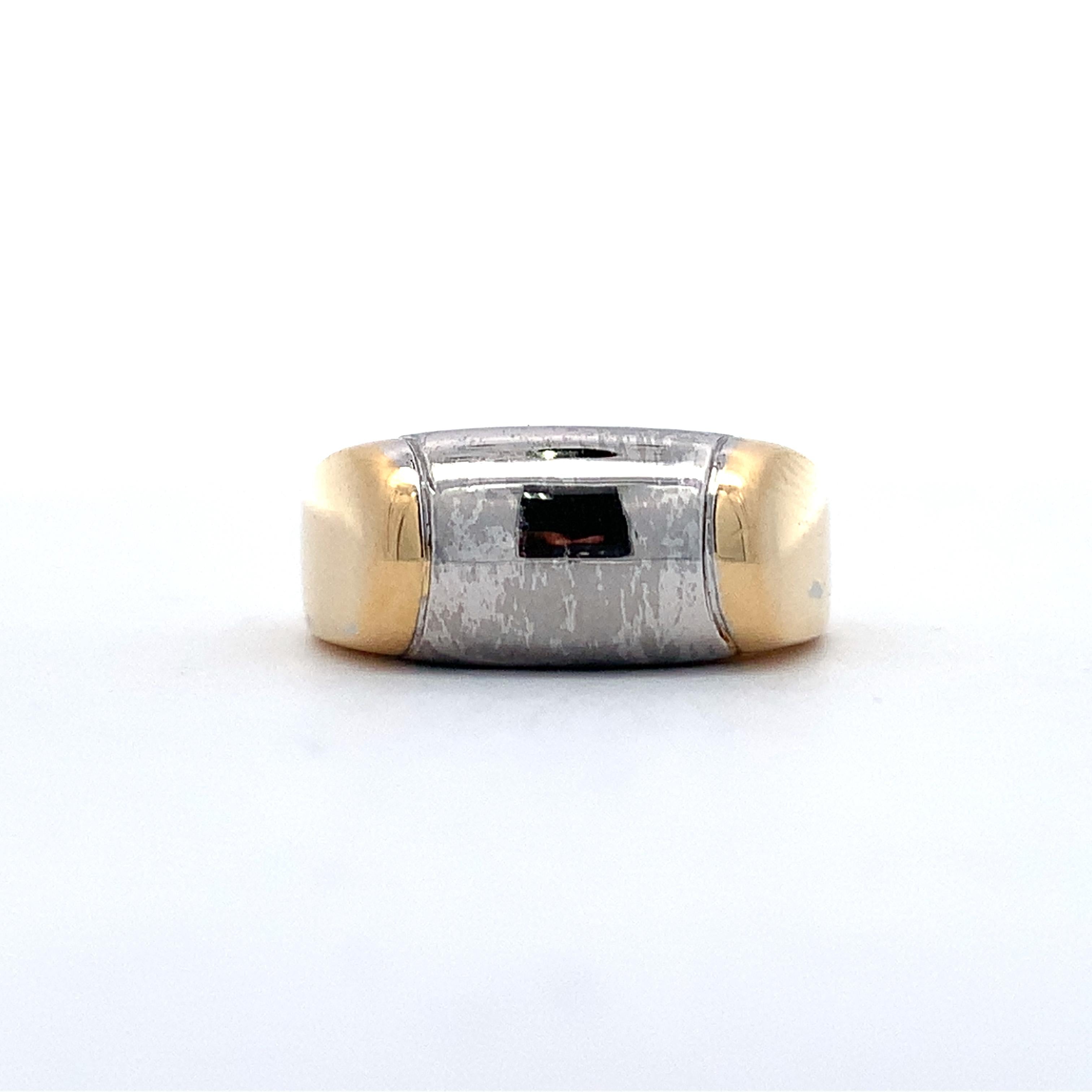BVLGARI 18K Yellow Gold & Stainless Steel Tranchetto  Unisex Band Ring Size 6
